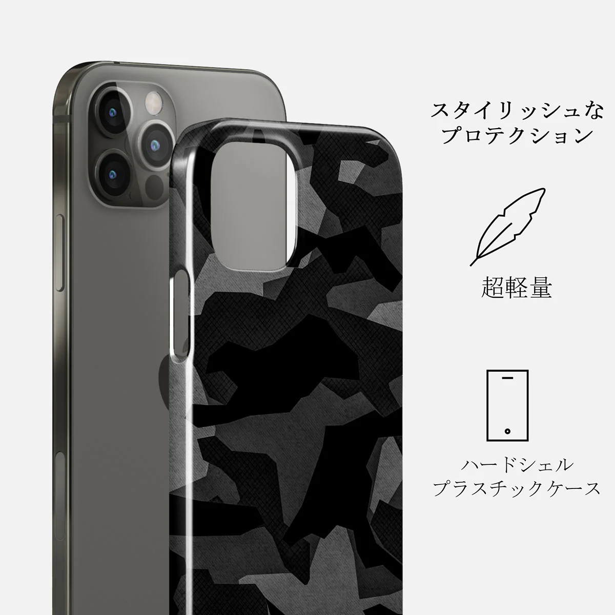 Night Black Camouflage - iPhone 12 Pro ケース