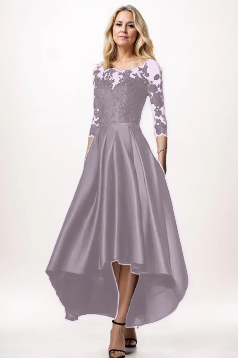 A-Line High-Low Satin Mother Dress CM0244