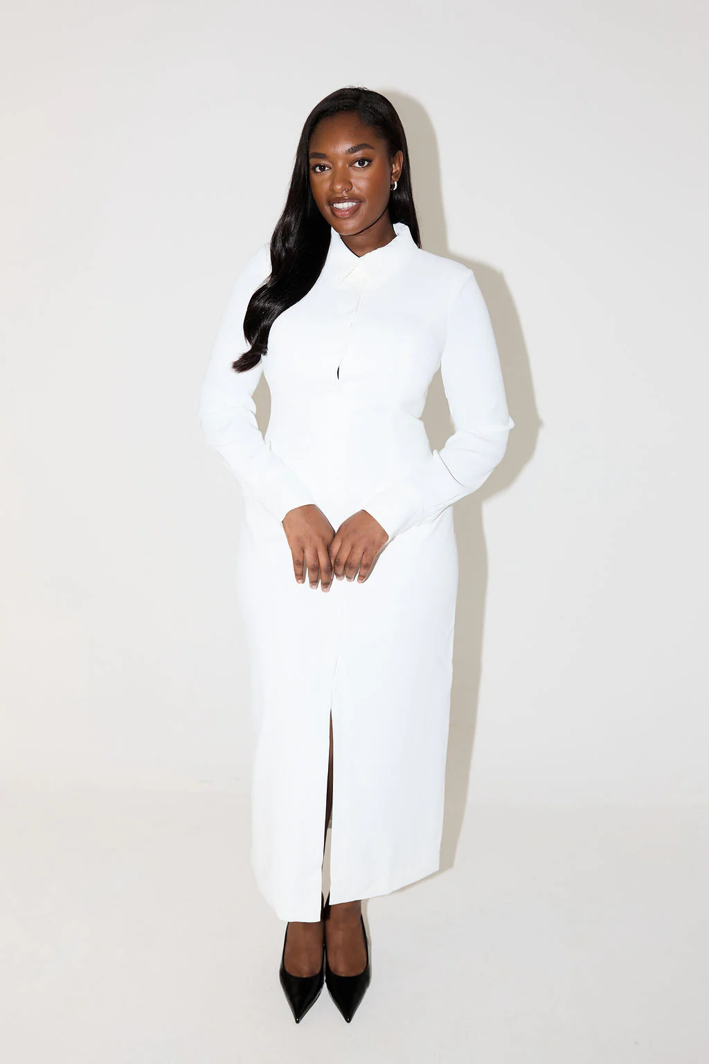 Long Sleeve Collar Maxi Dress