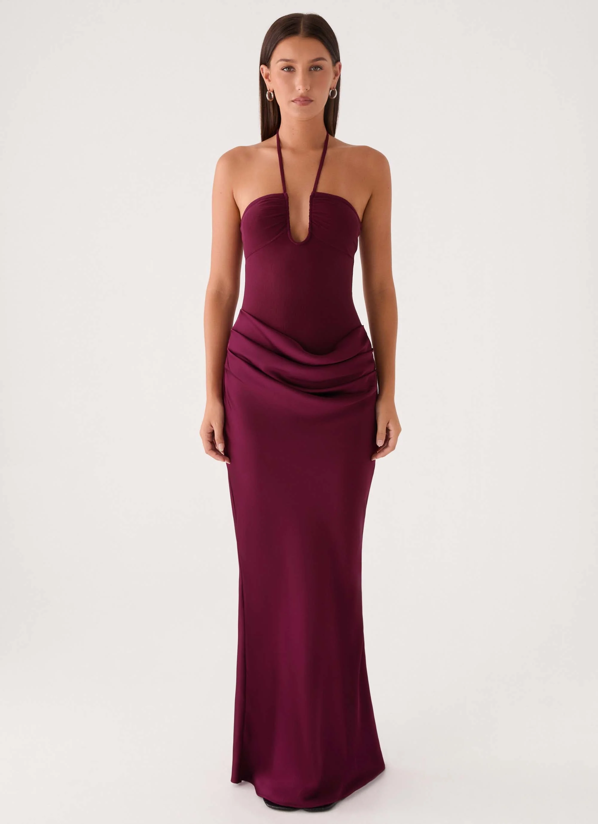 Verner Halter Maxi Dress - Plum