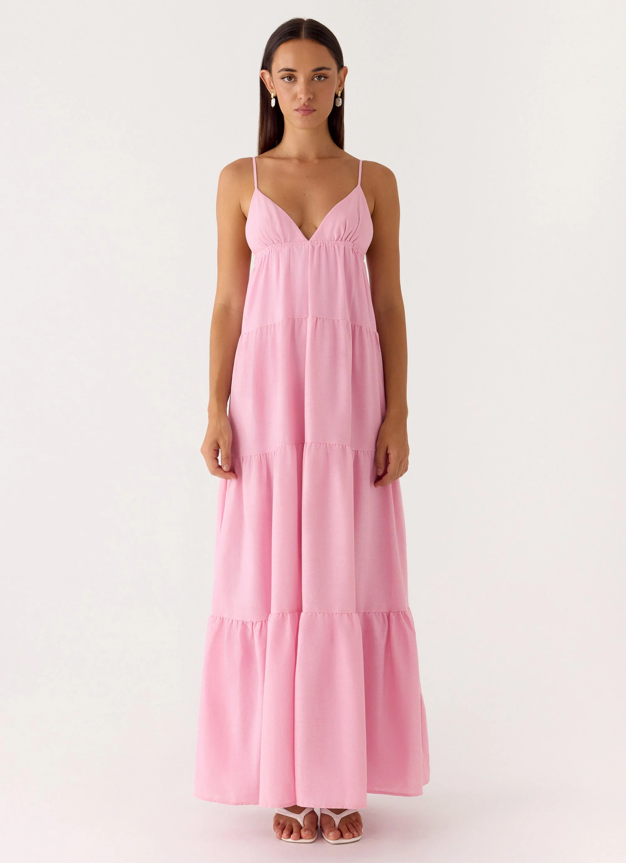 Lotty Linen Maxi Dress - Pink - luluinthesky