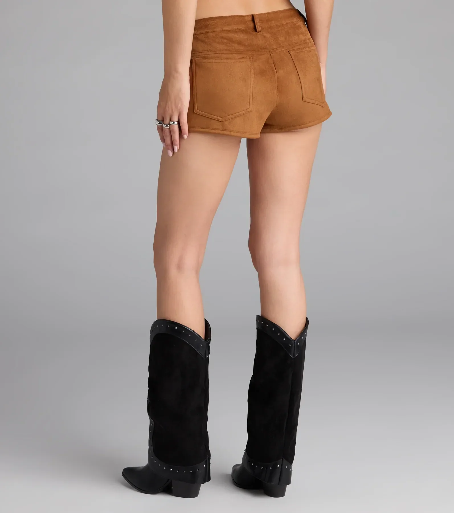 Wild Times Mid-Rise Faux Suede Hot Shorts