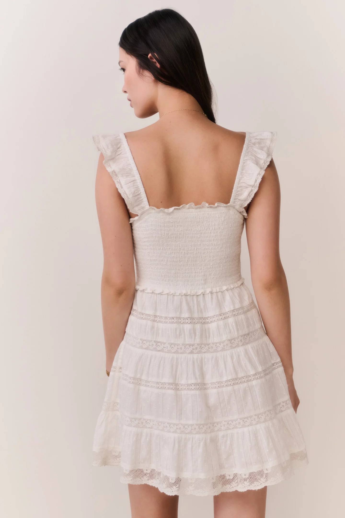 Colbera Lace-Trimmed Cotton Mini Dress