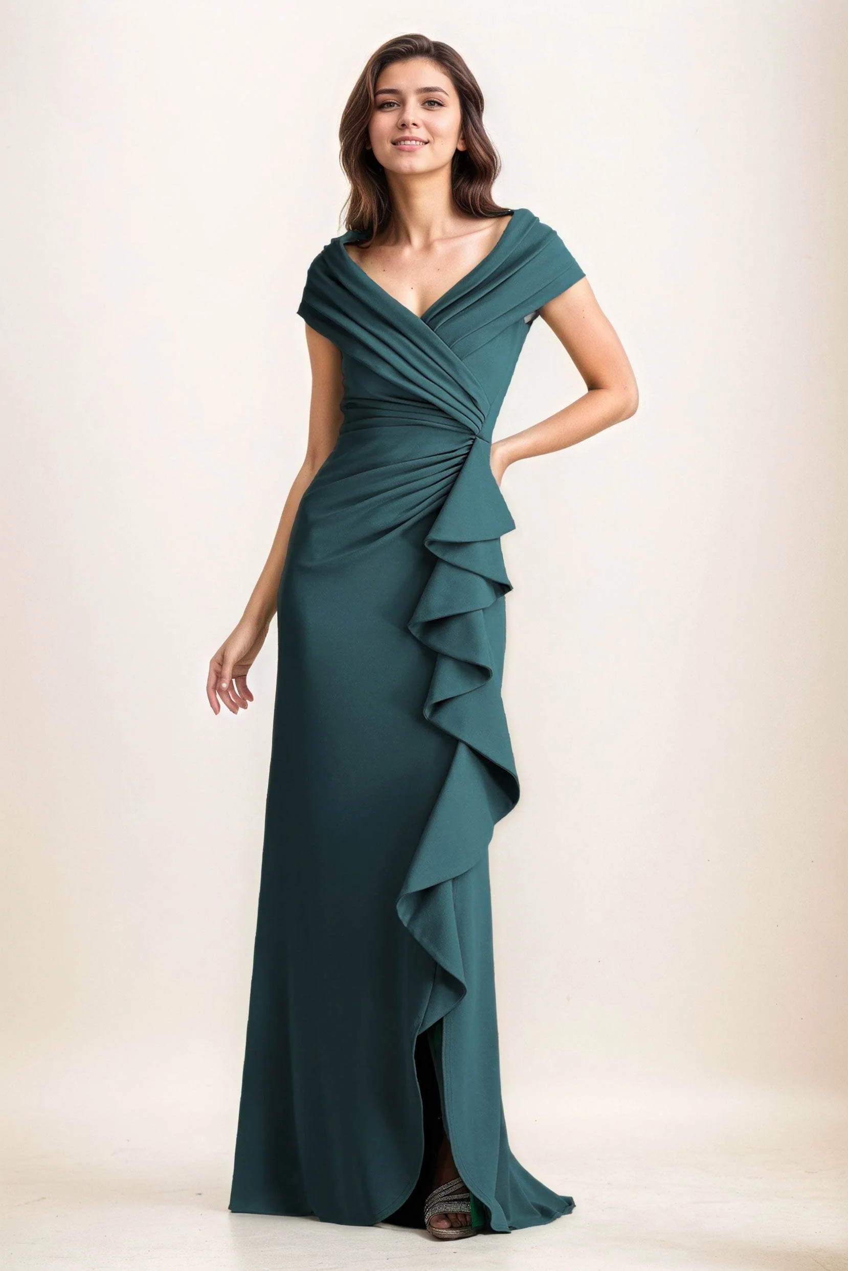Sheath-Column Maxi Elastic Cloth Wedding Guest Dress CG0280