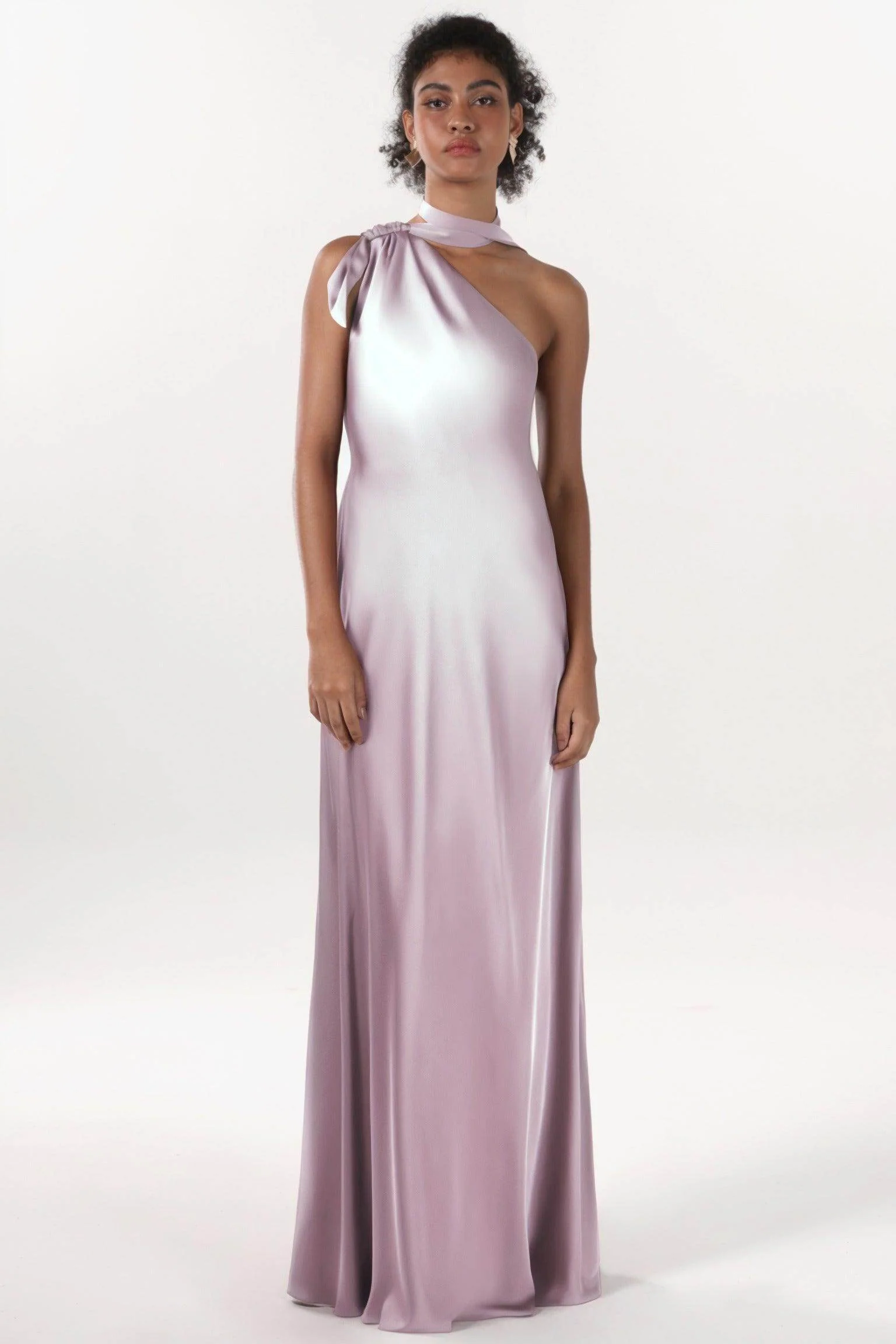 Sheath-Column Maxi Luxe Satin Bridesmaid Dress CS0607BM