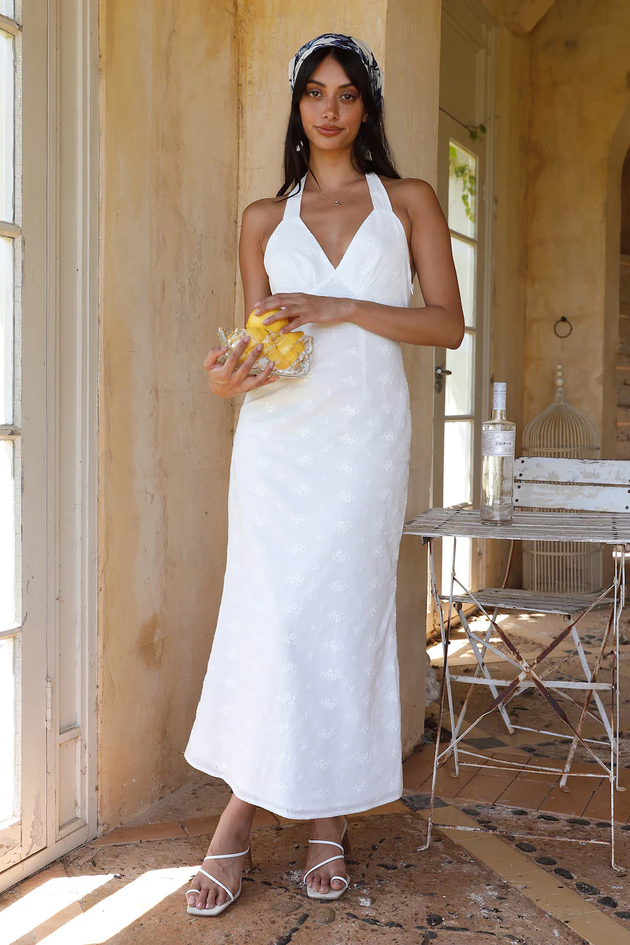 Thalassa Halter Midi Dress White - luluinthesky