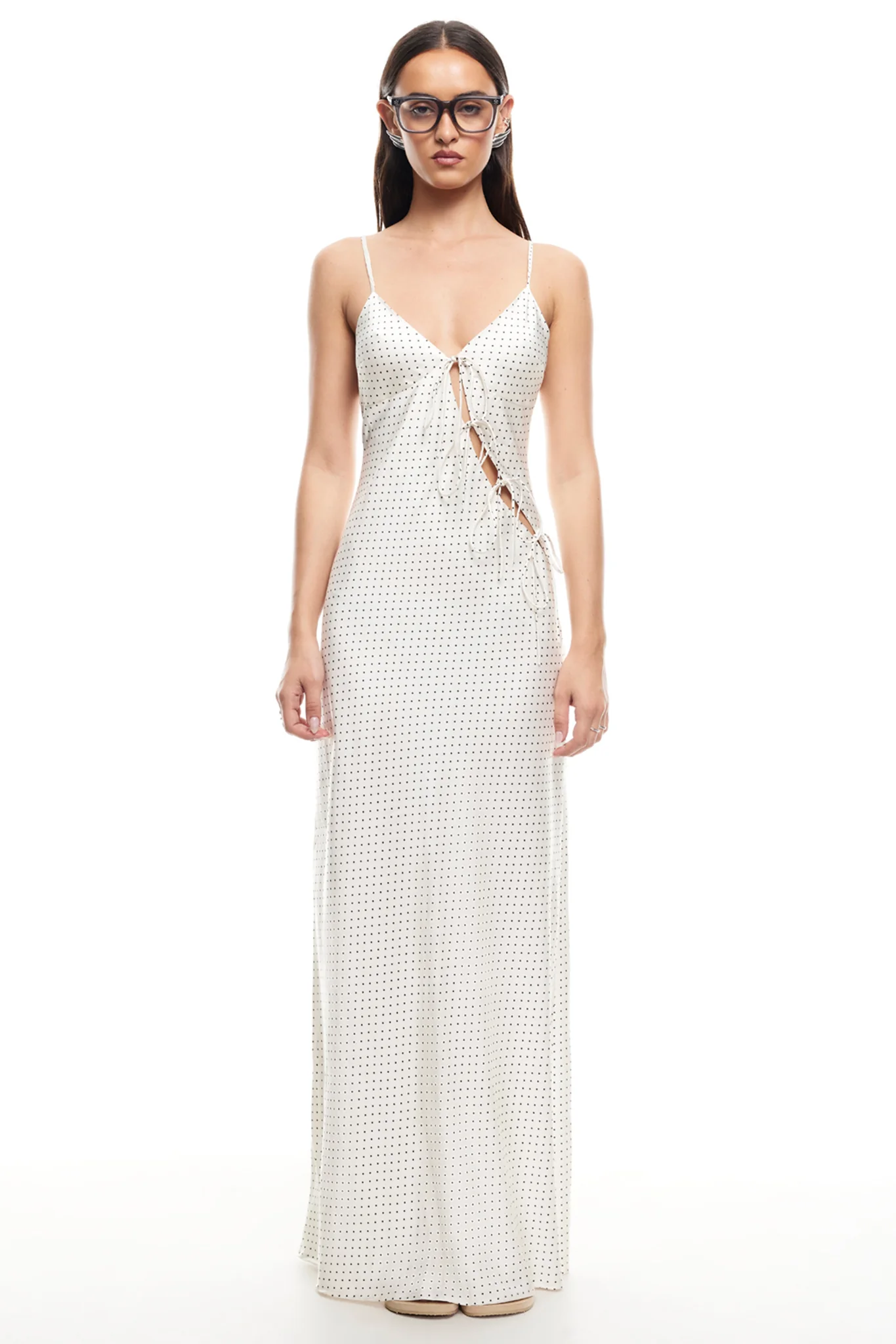 LIONESS About A Girl Maxi Dress Porcelain Polka