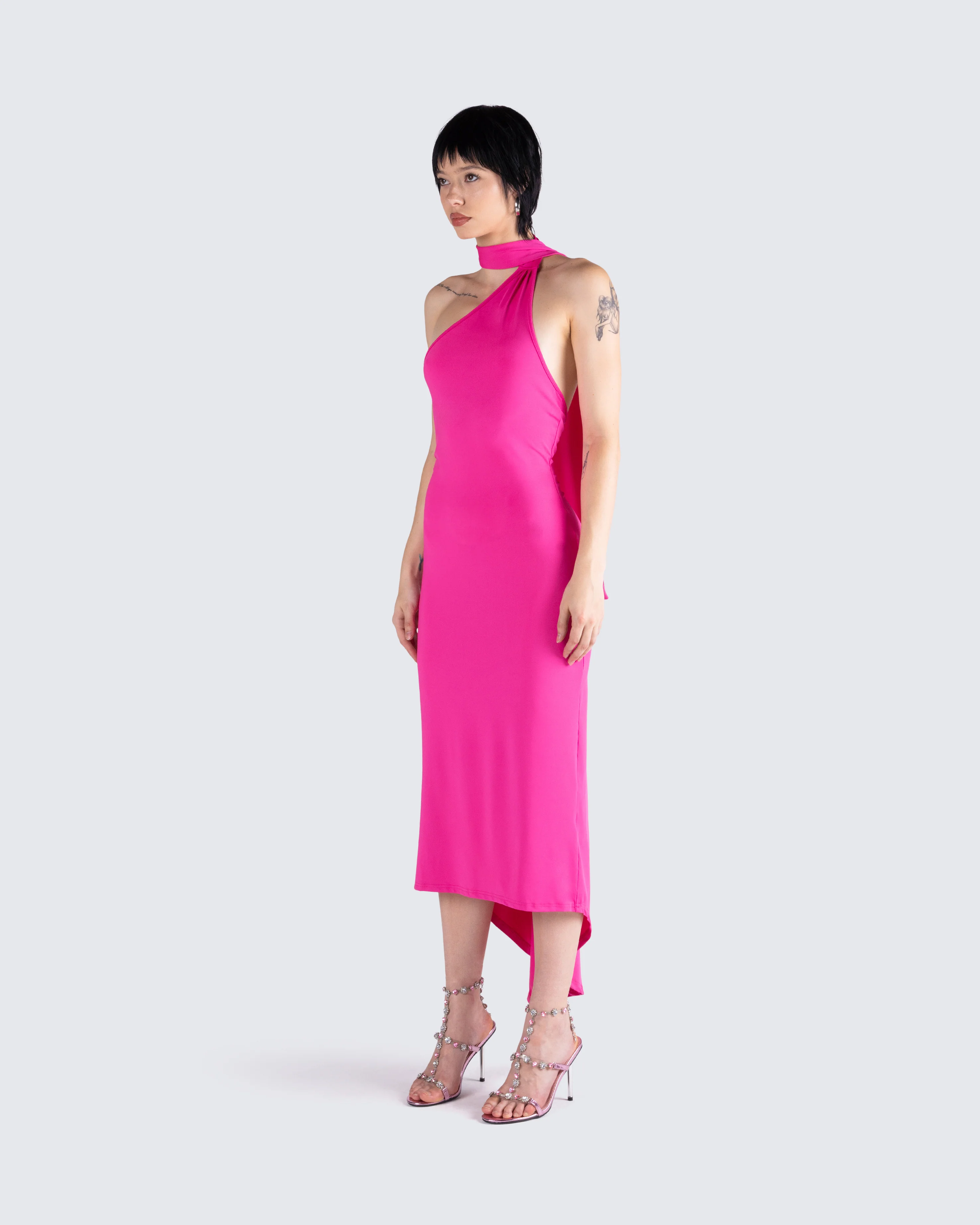 Toni Hot Pink One Shoulder Dress