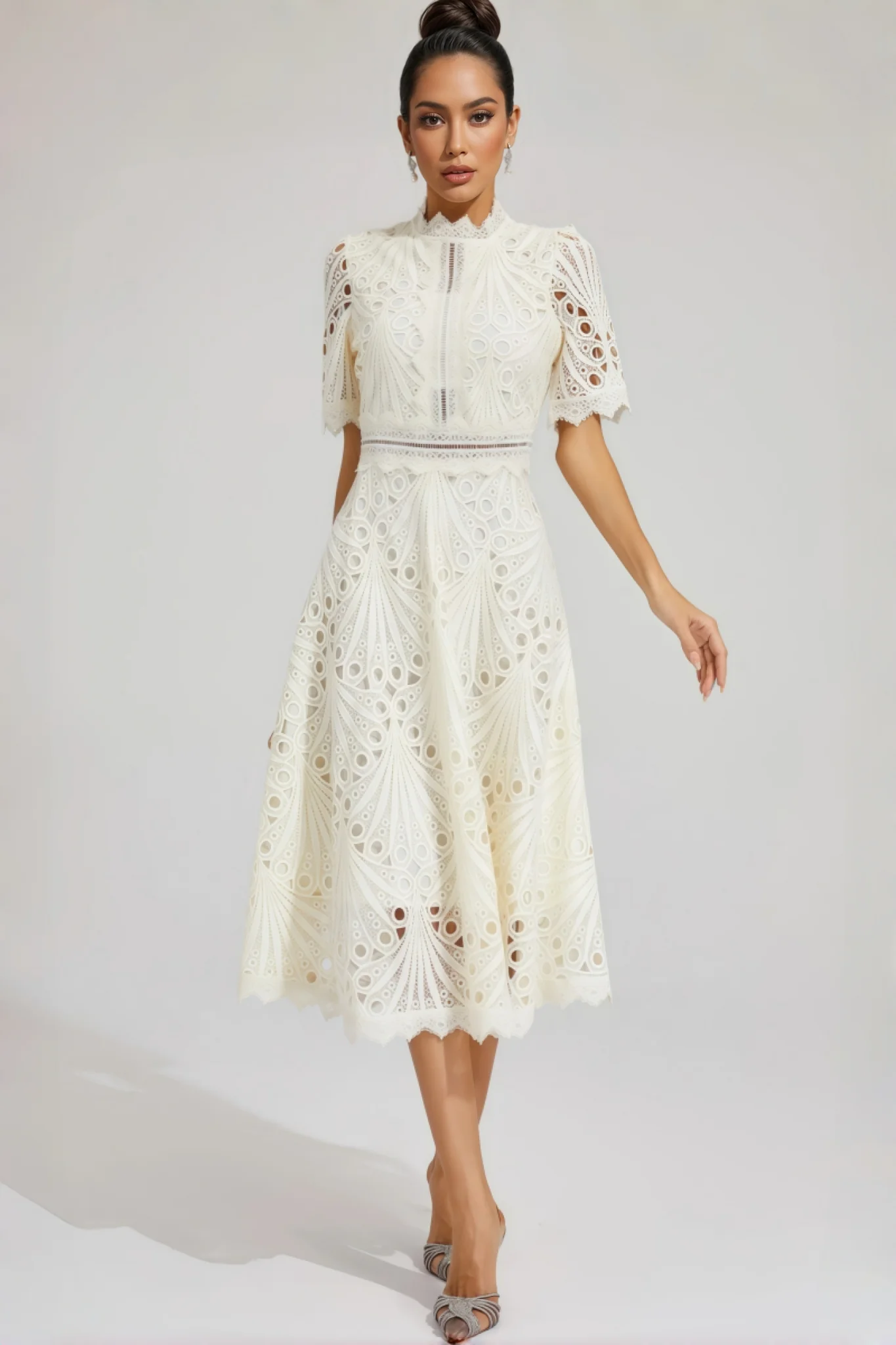 Debors White Cut Out Midi Dress