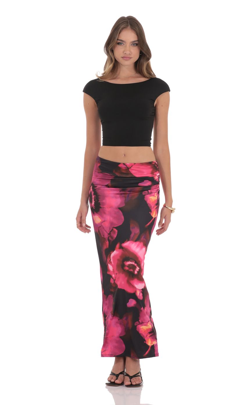Floral Maxi Skirt in Pink