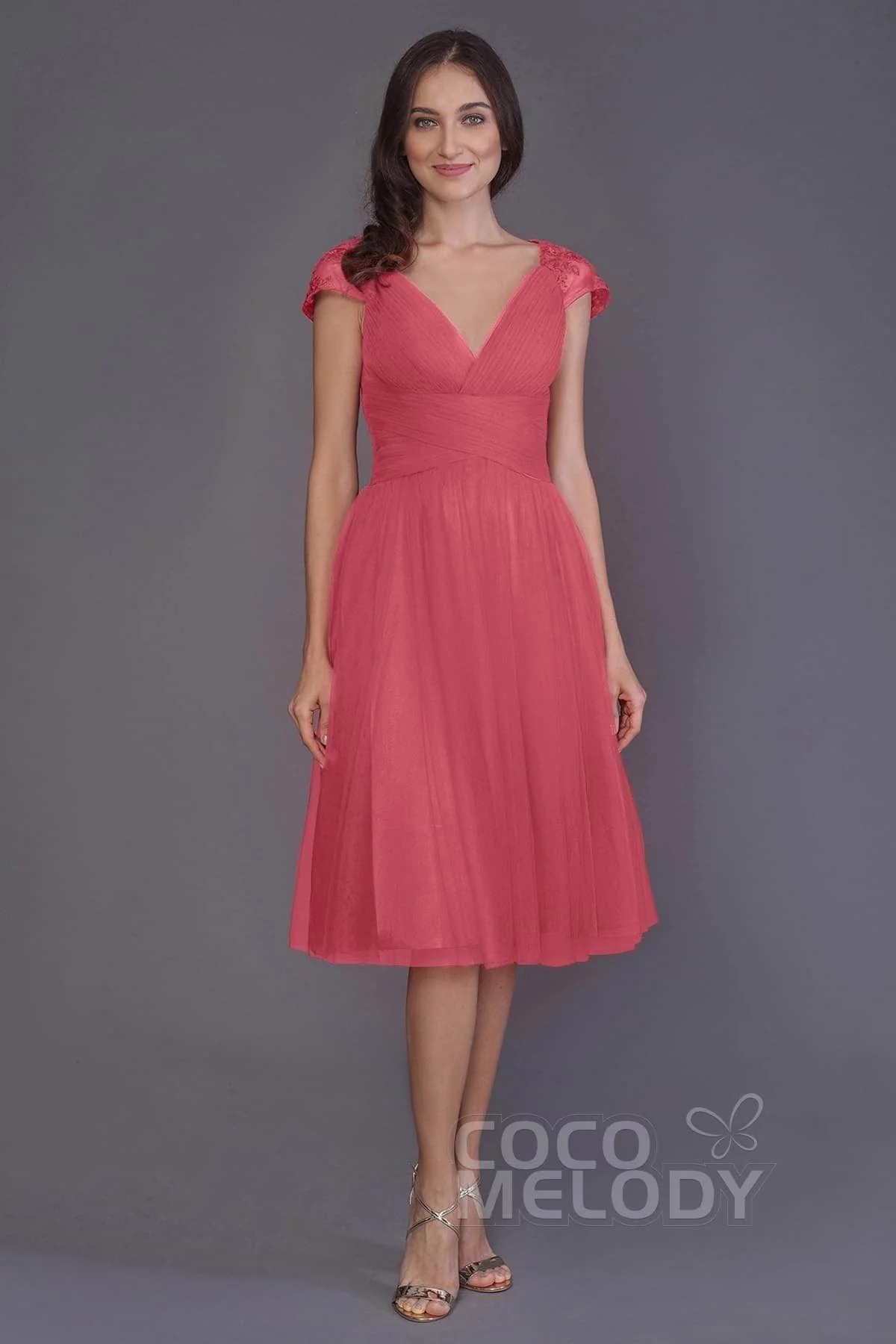 A-Line Knee Length Tulle Bridesmaid Dress PR3515