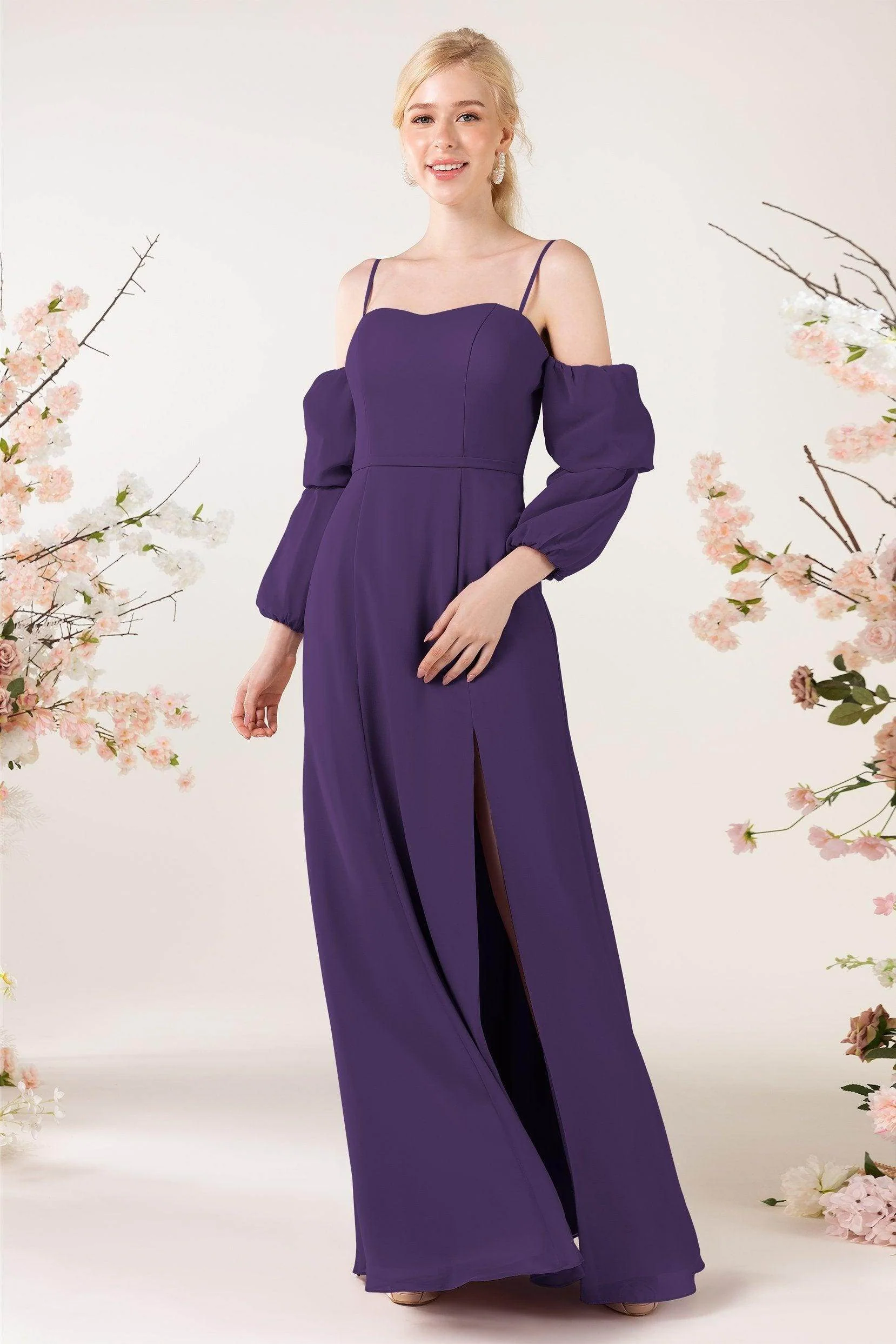 Trumpet Sweep-Brush Train Chiffon Bridesmaid Dress CB0459