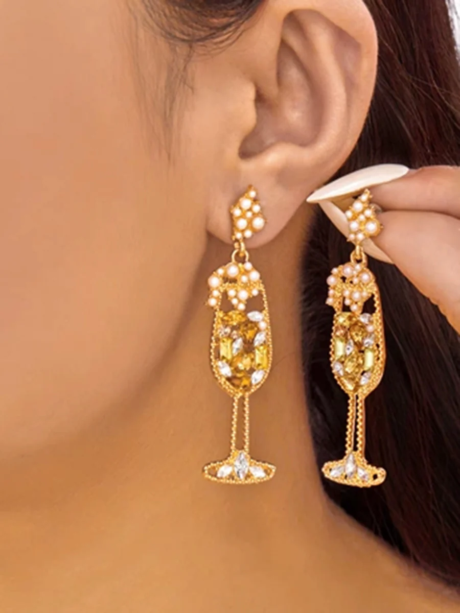 Shiny Wine Glass Earrings Accessories