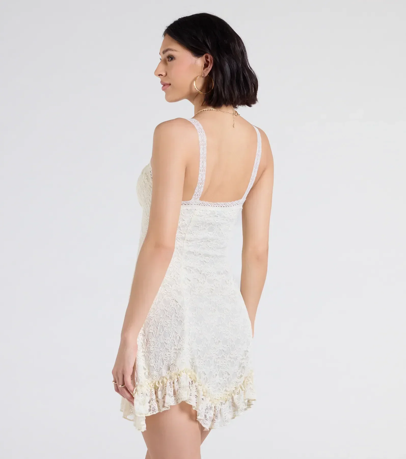 Desert Sun Lace Ruffle Mini Dress