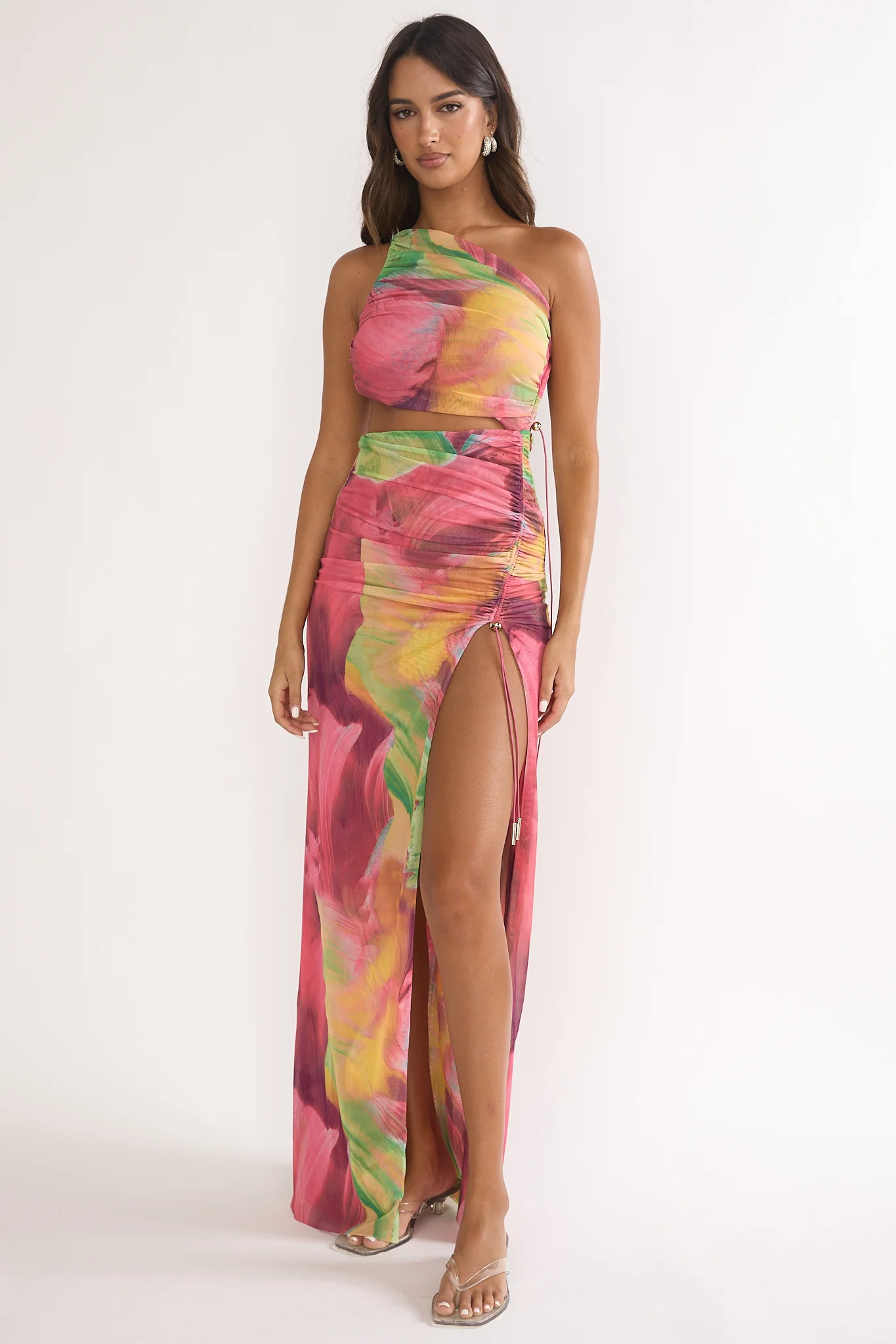 Marvella Open Back Cut-Out Maxi Dress Red Multi - luluinthesky
