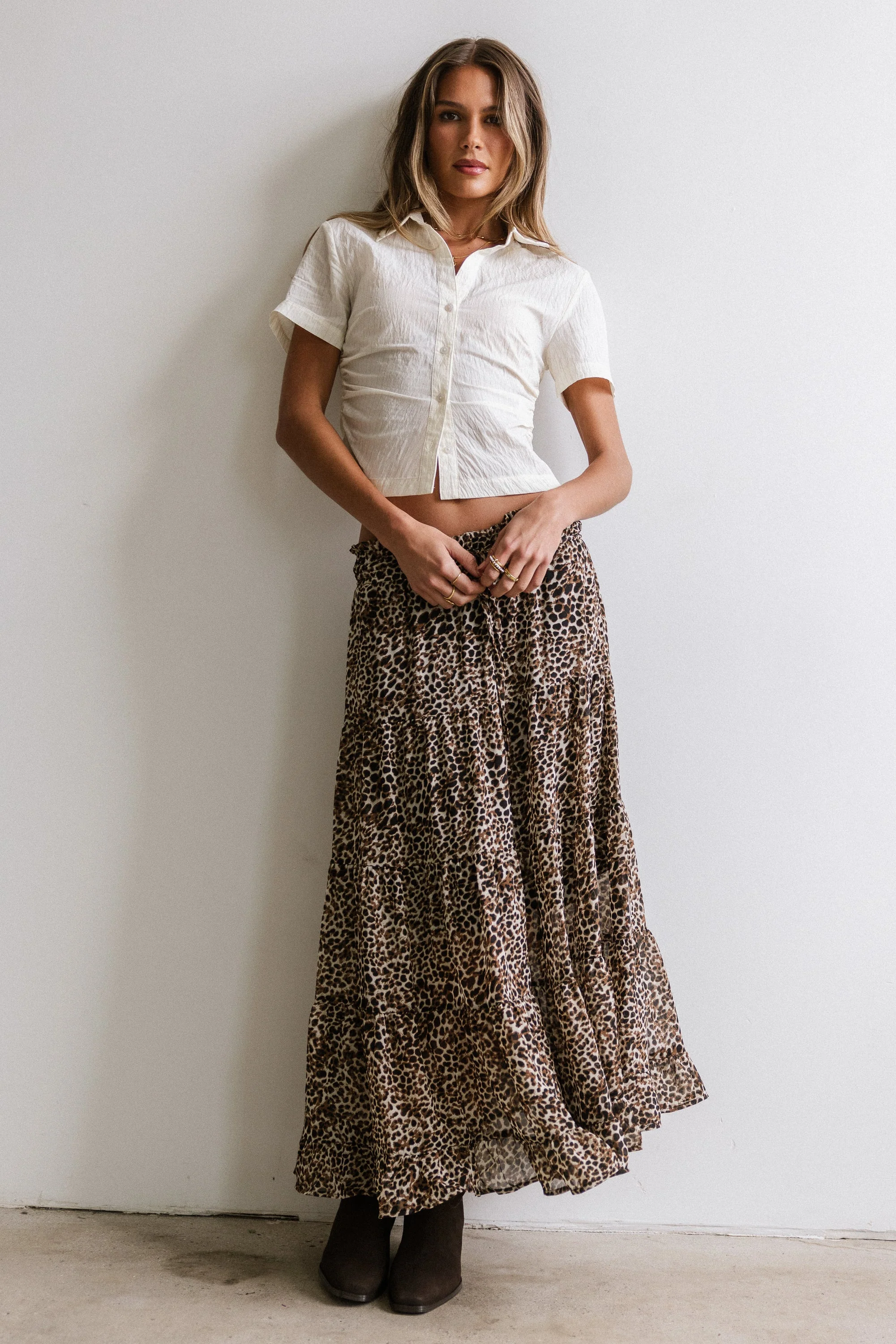 Brandy Ruched Button Up in Cream