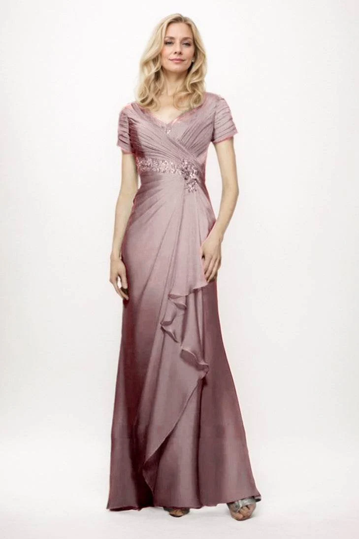 Sheath-Column Maxi Chiffon Mother Of The Bride Dress CM0277