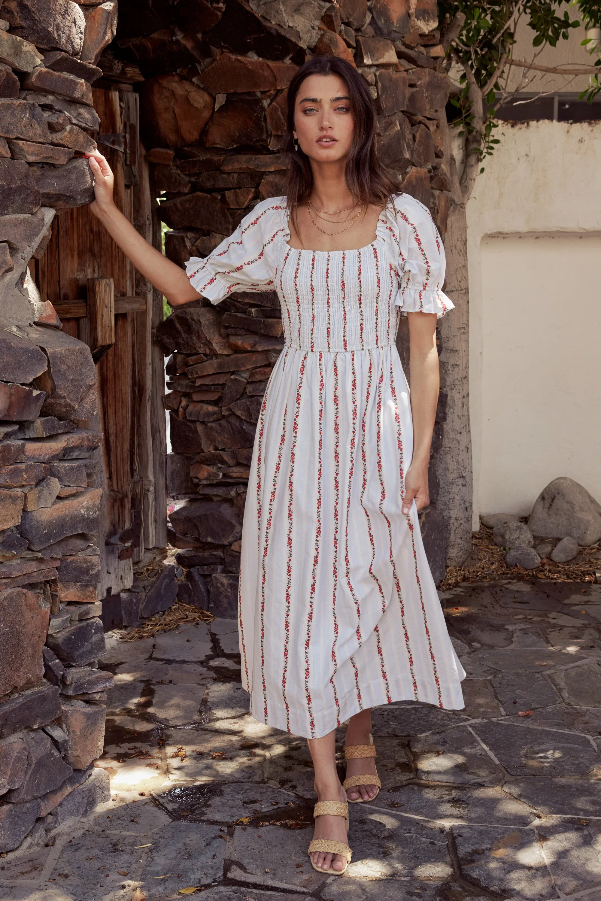 Effie Embroidered Midi Dress