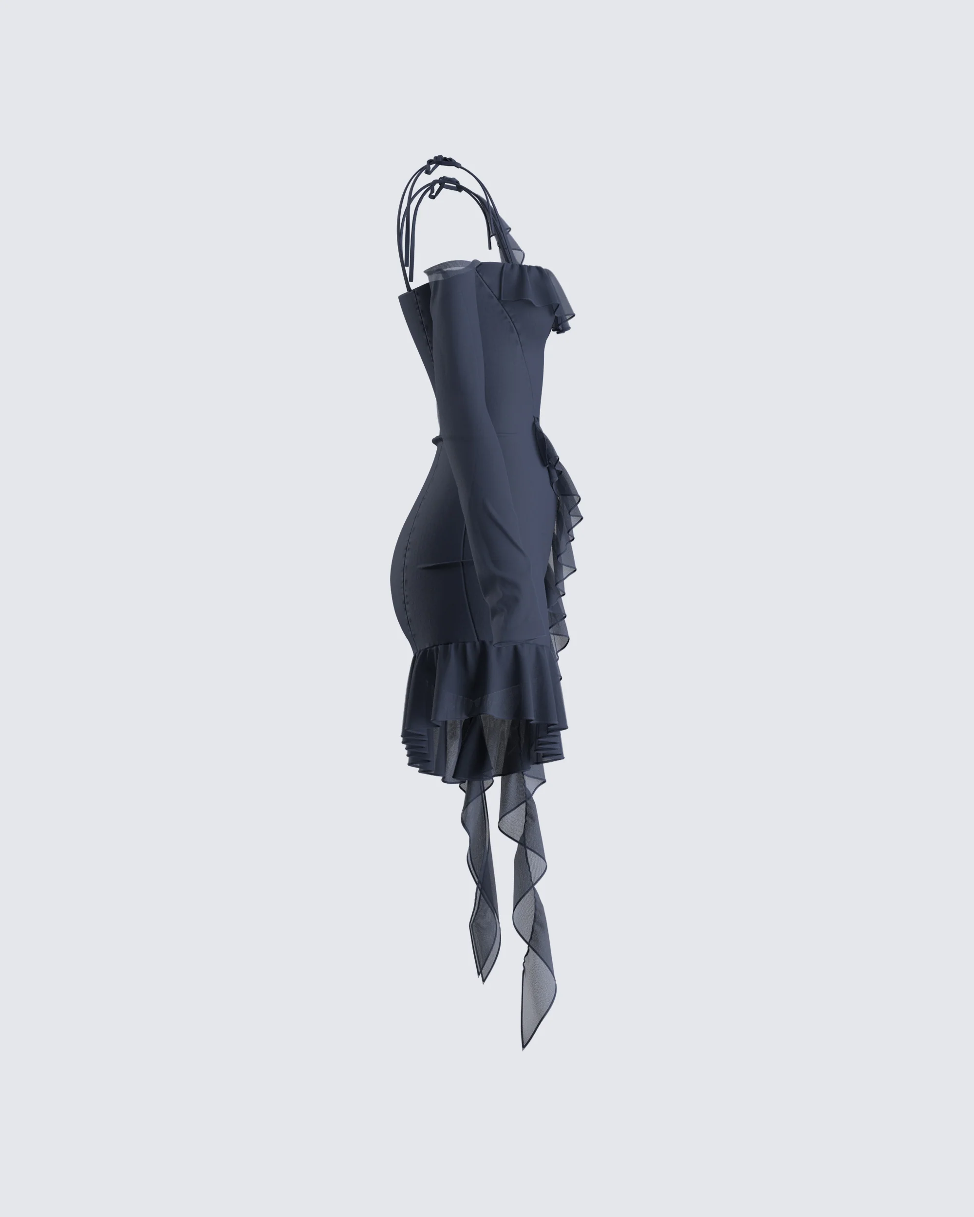 Solene Navy Mesh Mini Dress