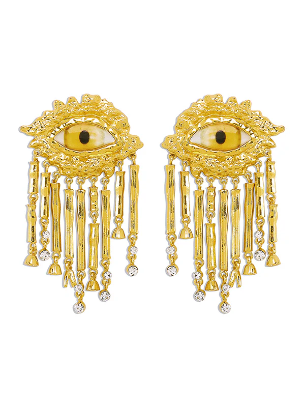 Eye Shape Geometric Tasseled Drop Earrings Earrings Accessories