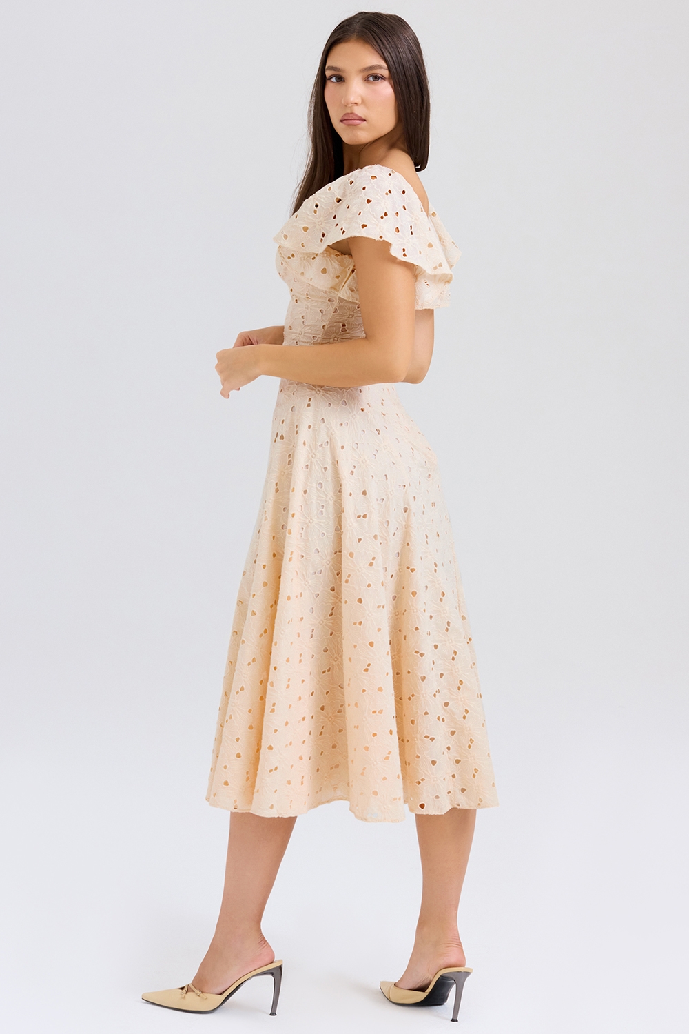 Cream Tea Broderie Anglais Midi Dress