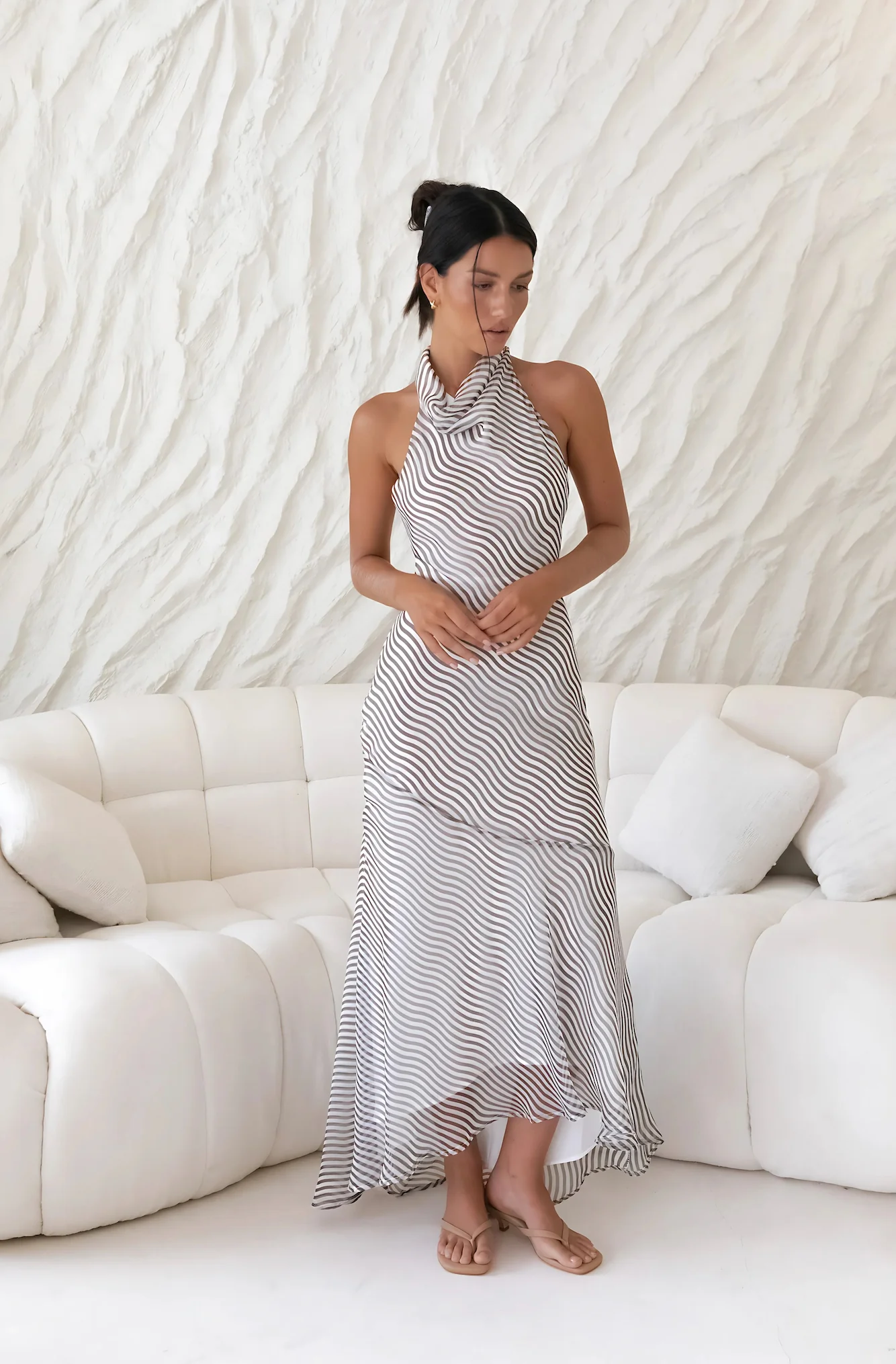 Tidal Wave Maxi Dress Brown