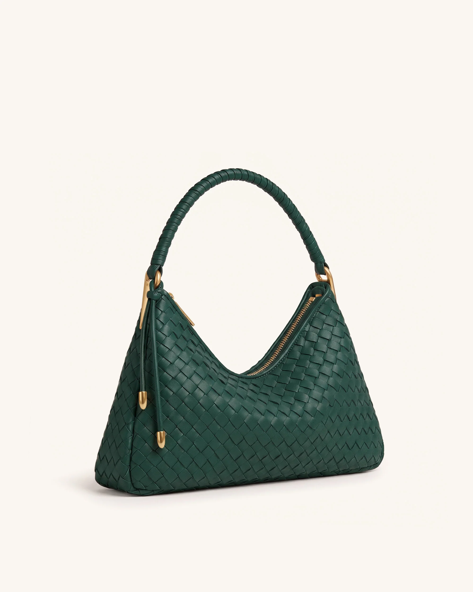 Lorena Woven Shoulder Bag - Emerald Green