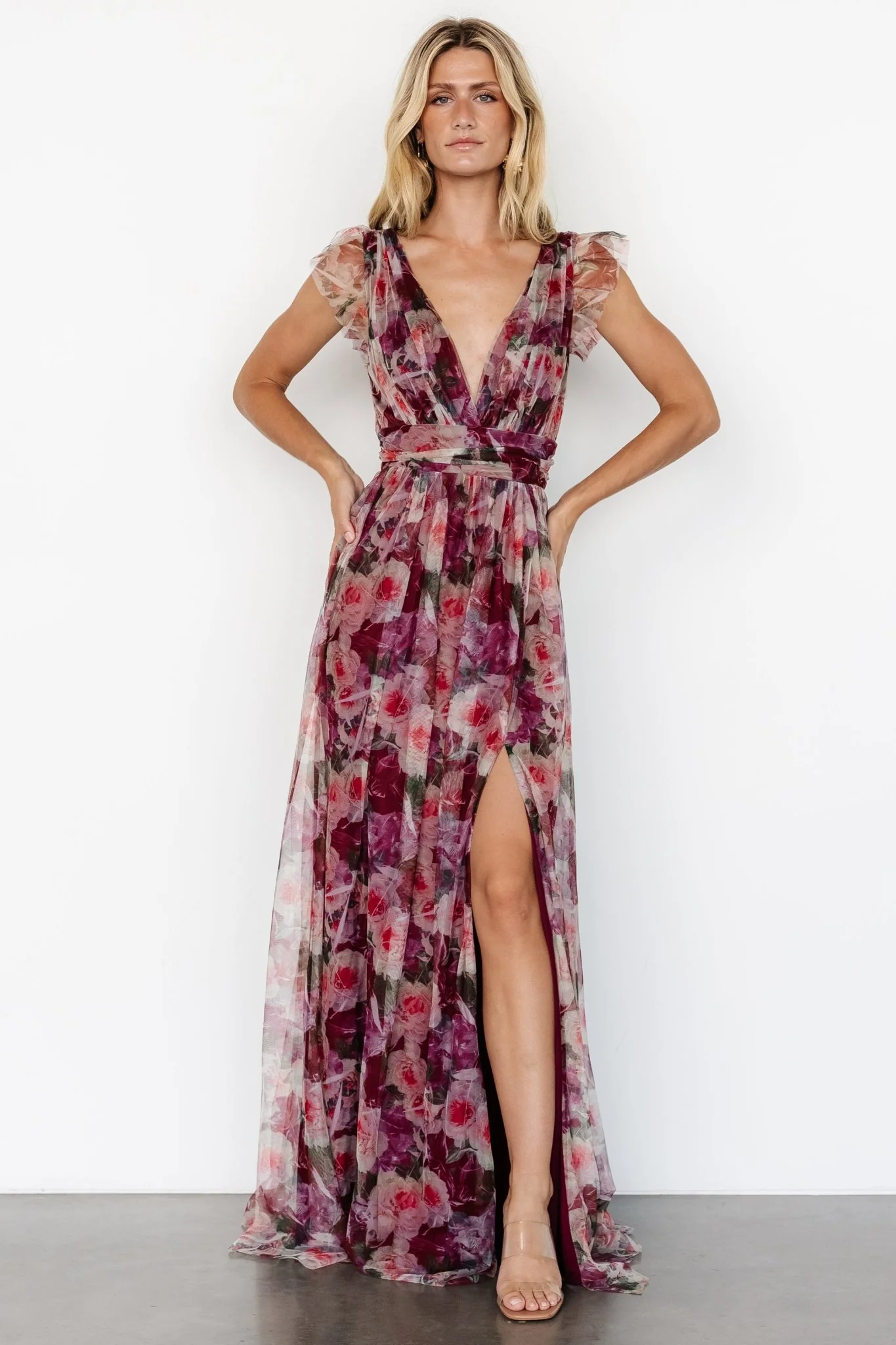 Carmine Maxi Dress | Wine Floral - luluinthesky