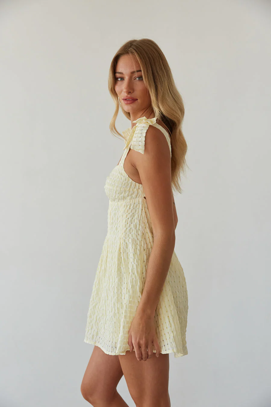 Abby Gingham Bow Strap Mini Dress - luluinthesky