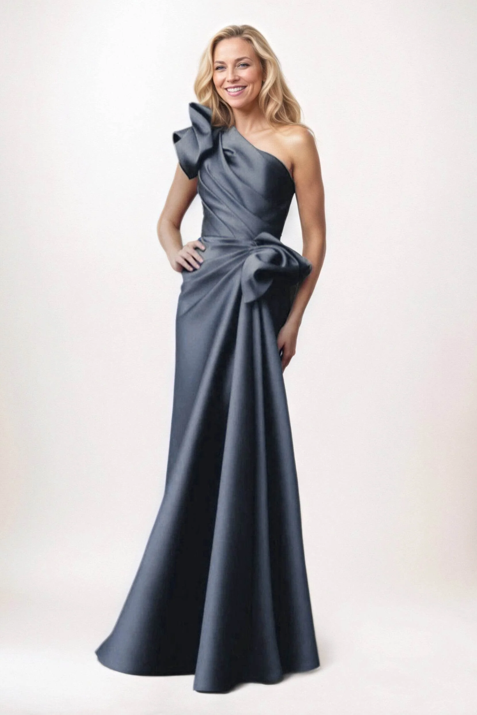 Sheath-Column Maxi Satin Mother of the Bride Dresses CM0383