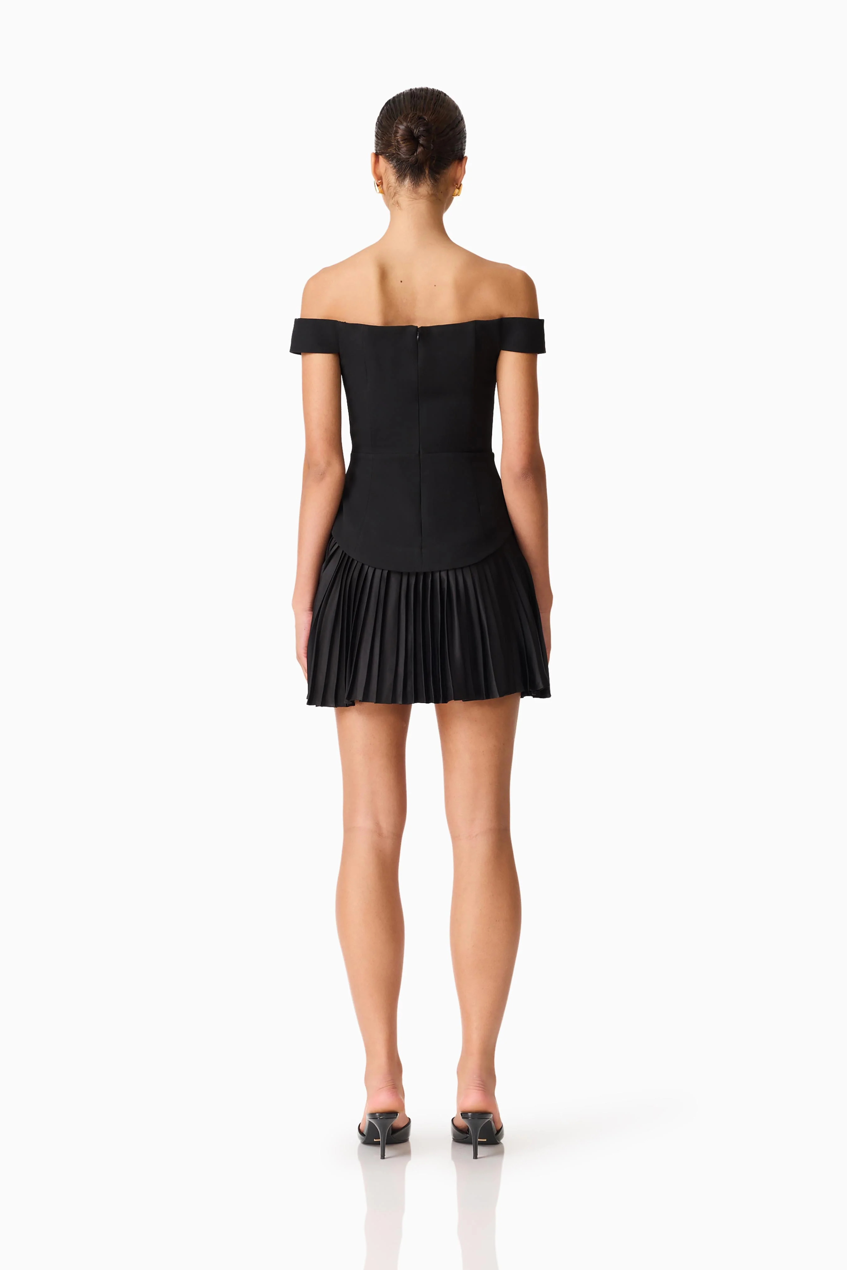 Elva Off Shoulder Mini Dress in Black