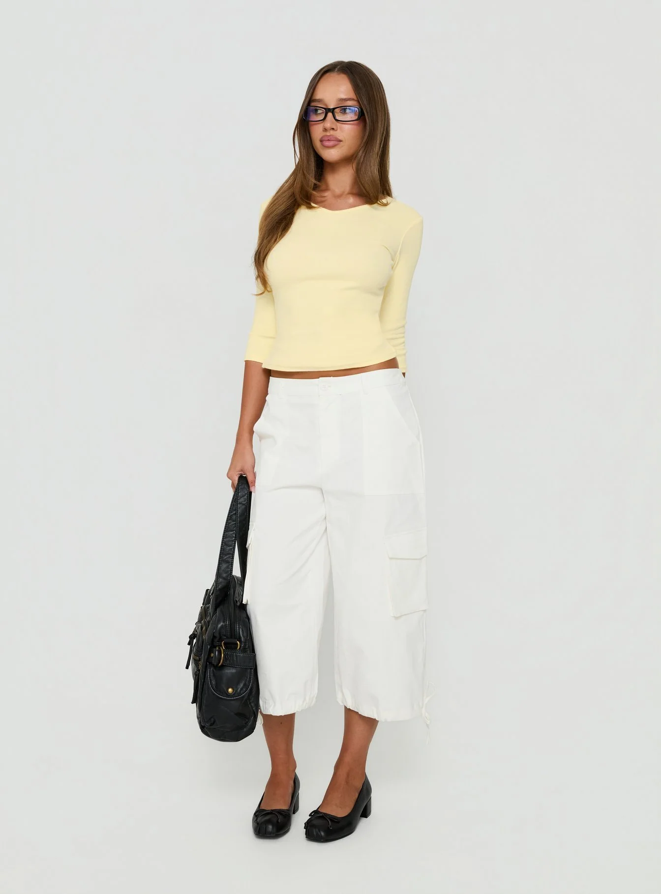 Bridgeta V Neck 3/4 Sleeve Top Lemon