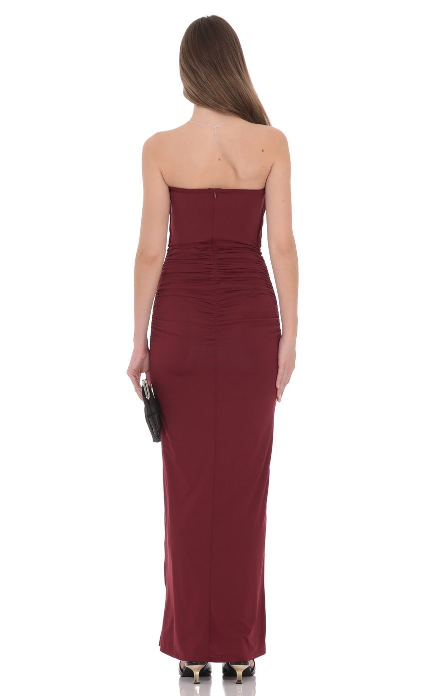 Draped Cutout Maxi Dress in Burgundy