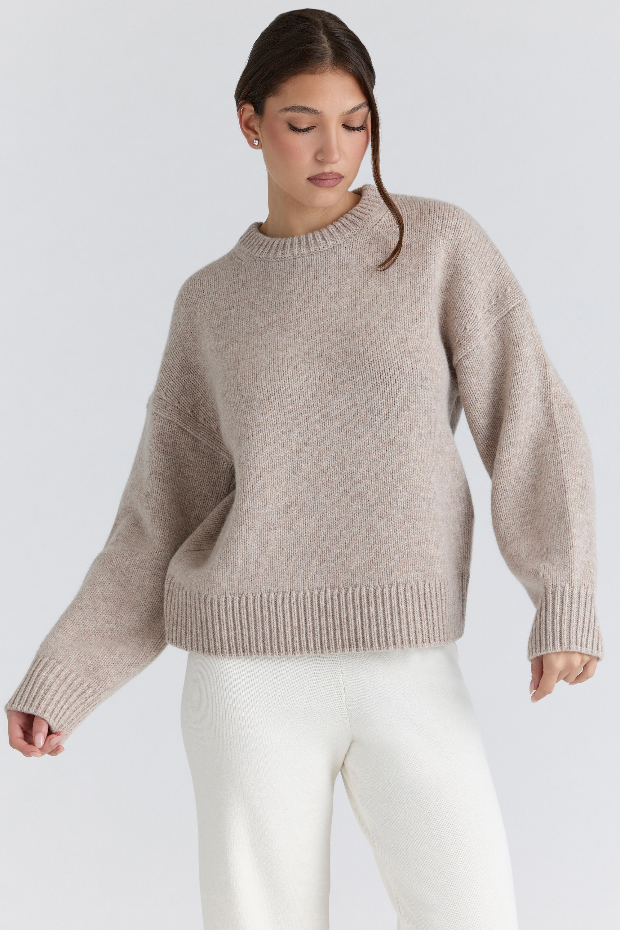 Oatmeal Wool Chunky Knit Sweater