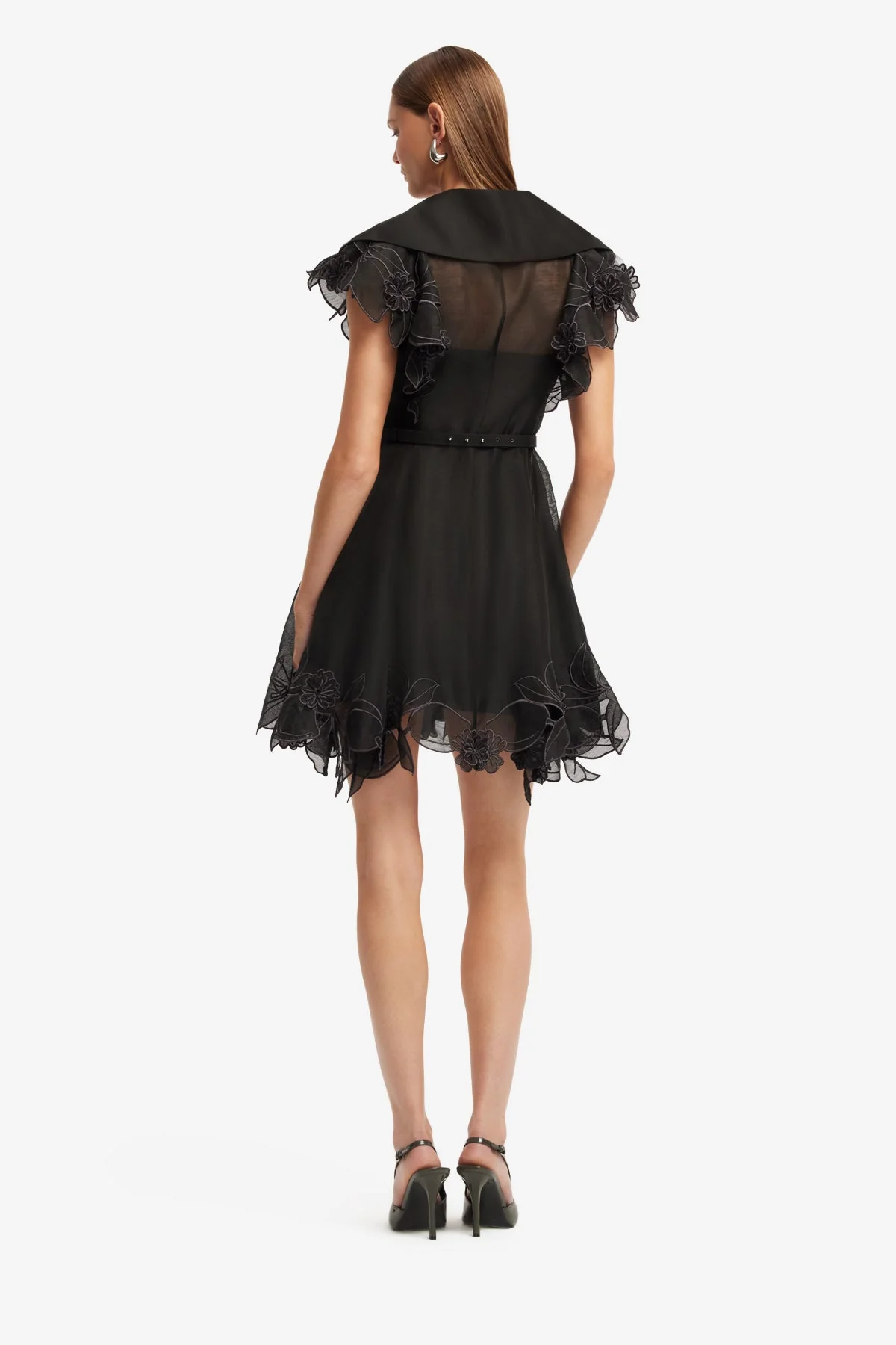 Isla Appliqué Mini Dress - Ebony