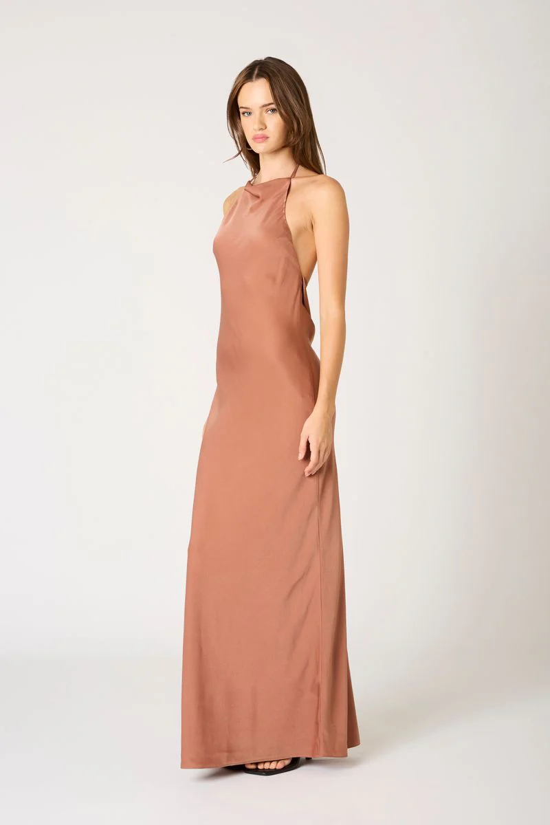 High-Neck Cowl Back Gown