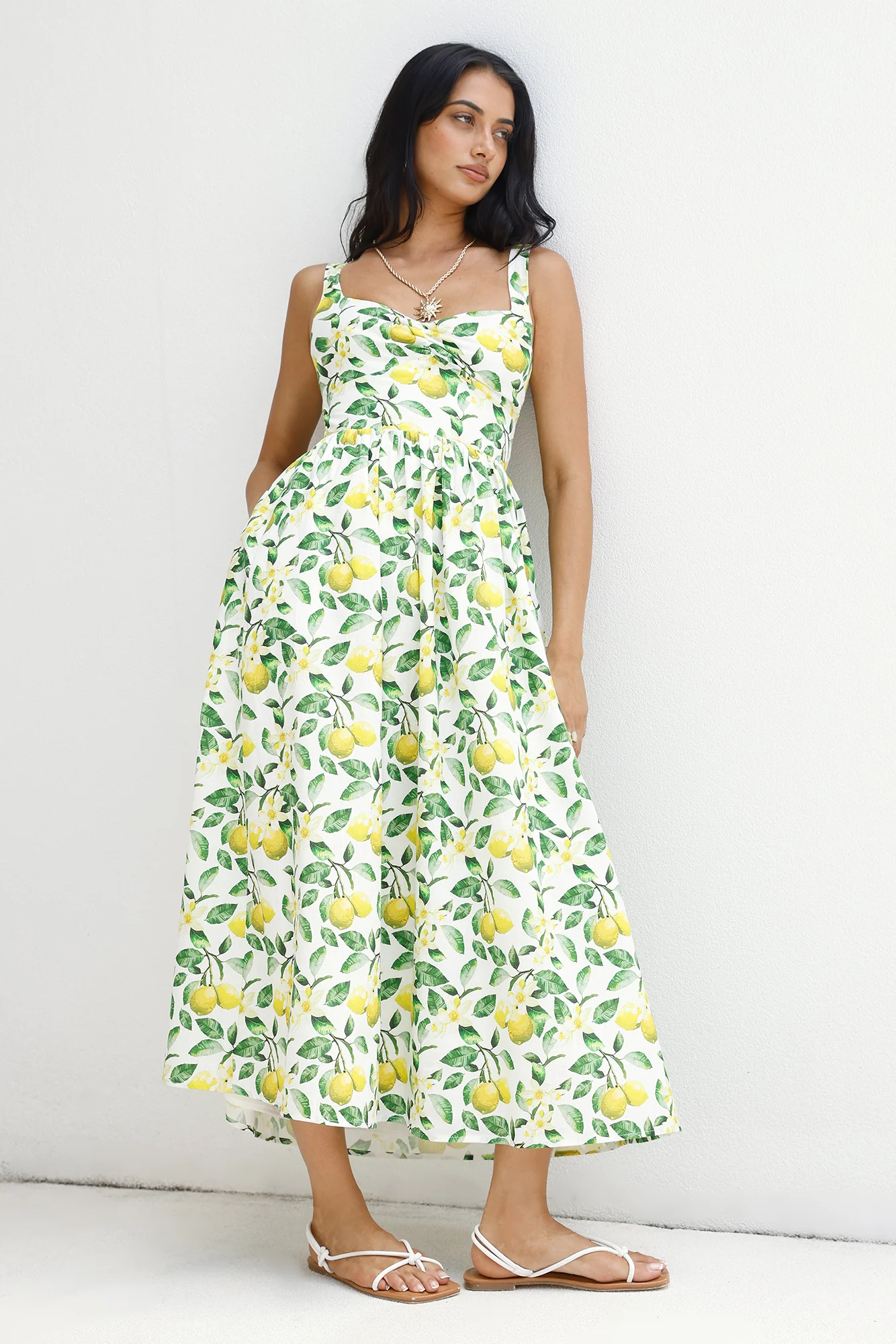 Under The Lemon Tree Midi Dress Print
