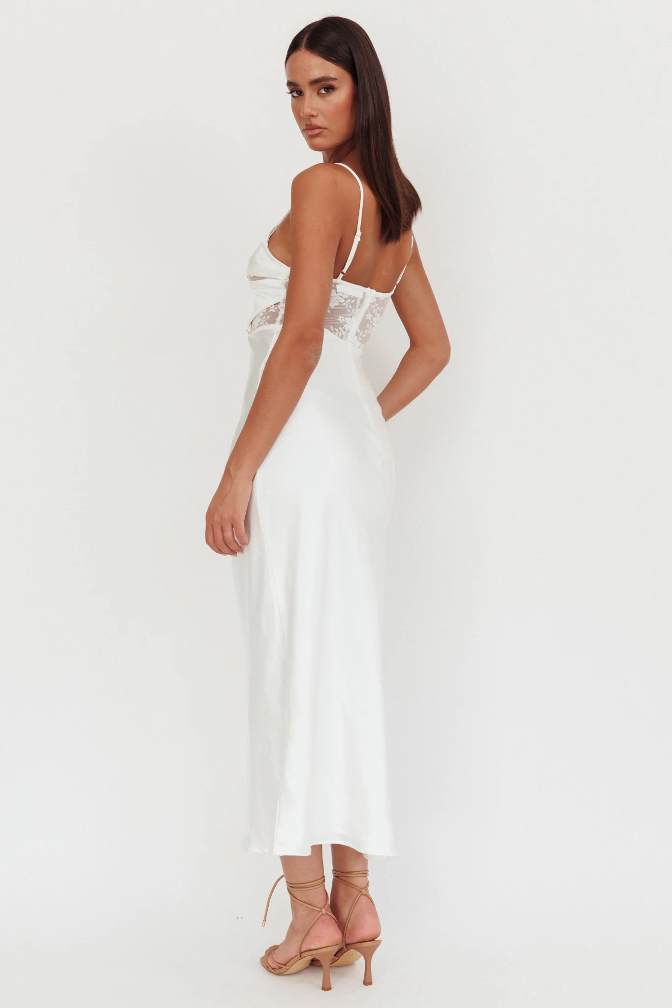 Impressions Lace Bodice Maxi Dress White