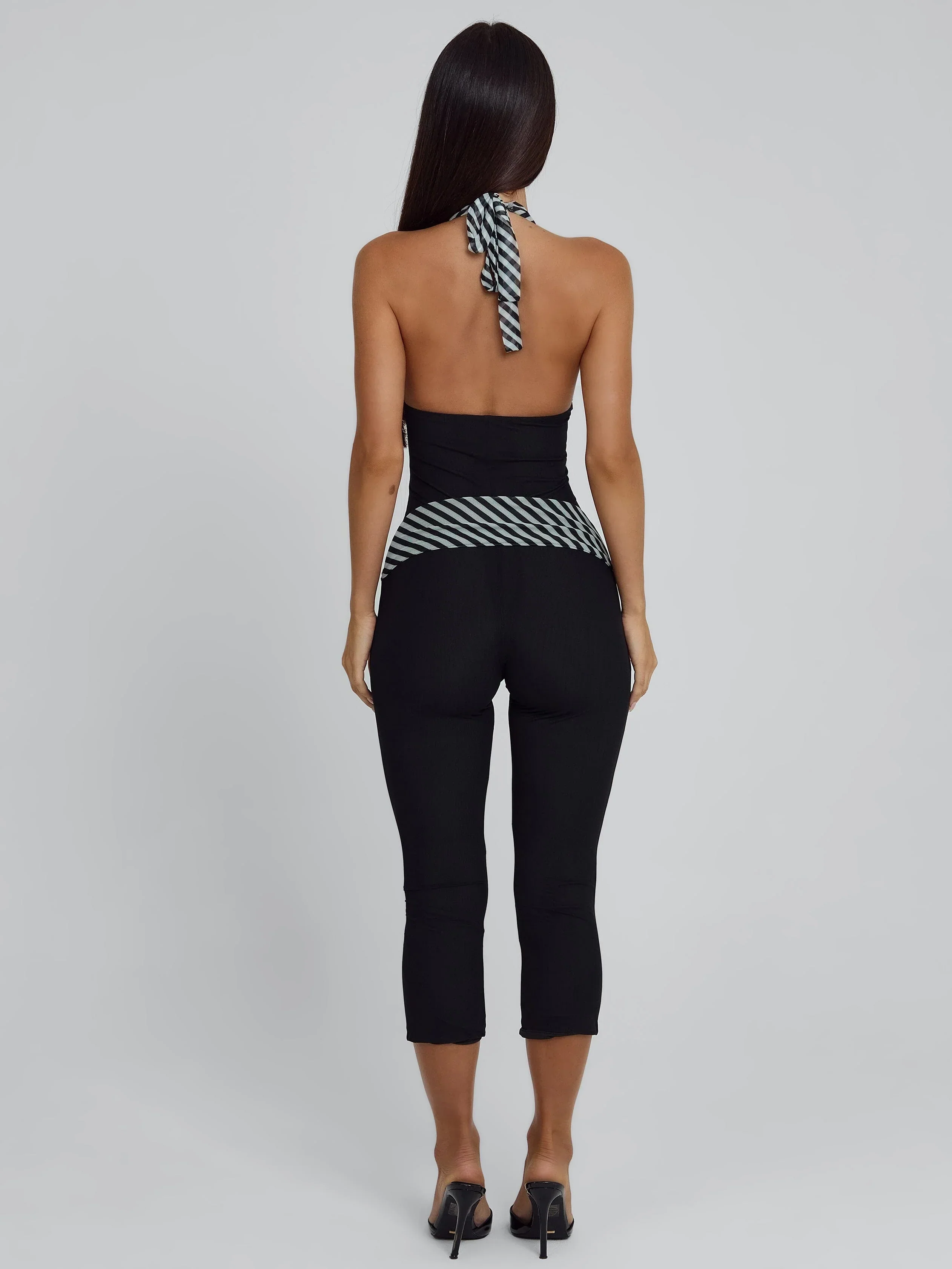 MALANI CAPRI JUMPSUIT BLACK STRIPE