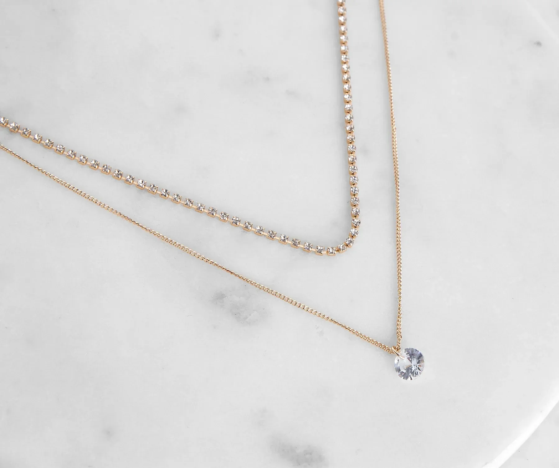 Dainty Cubic Zirconia Drop Necklace