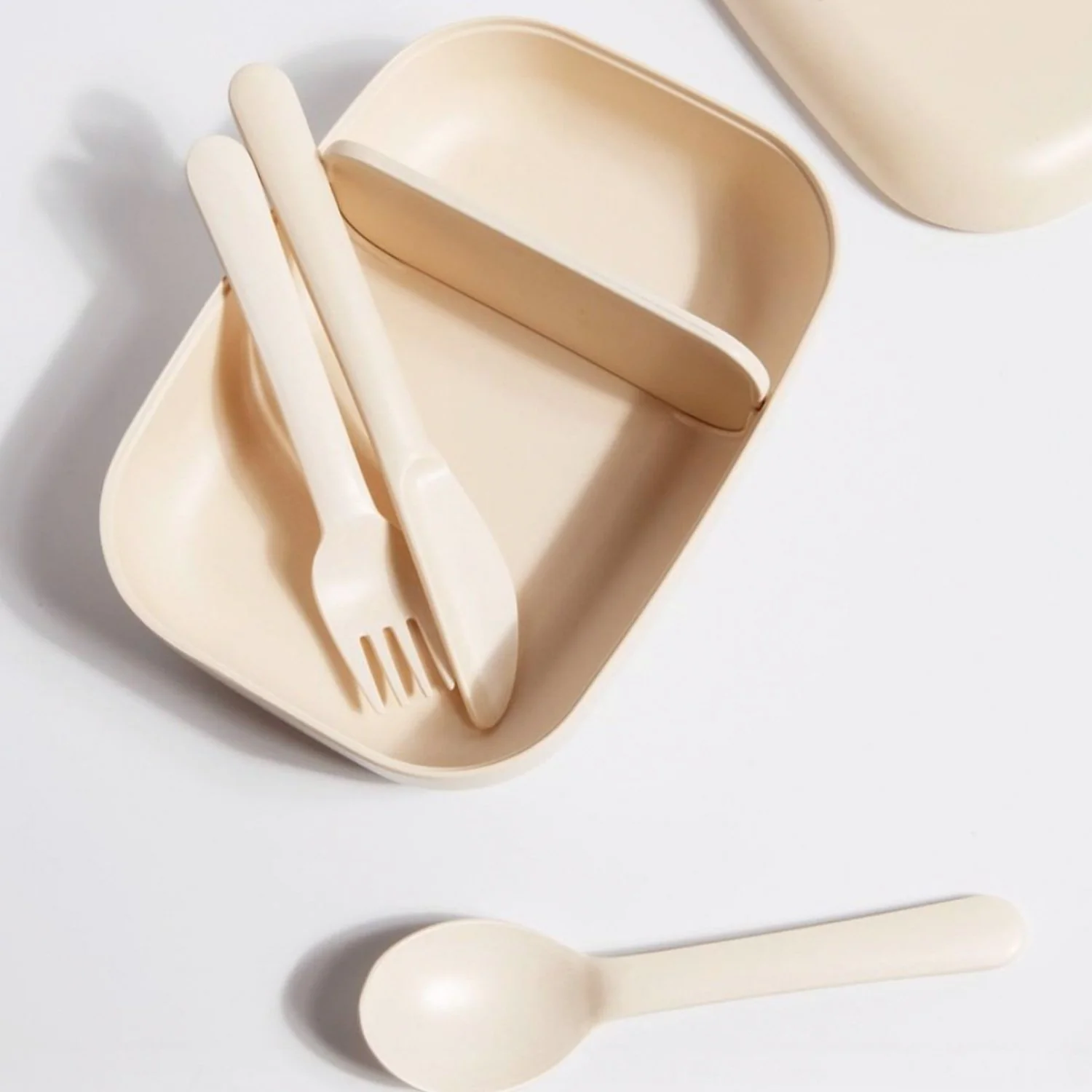 Vogeelle Rectangular Bento Lunch Box -  Off White