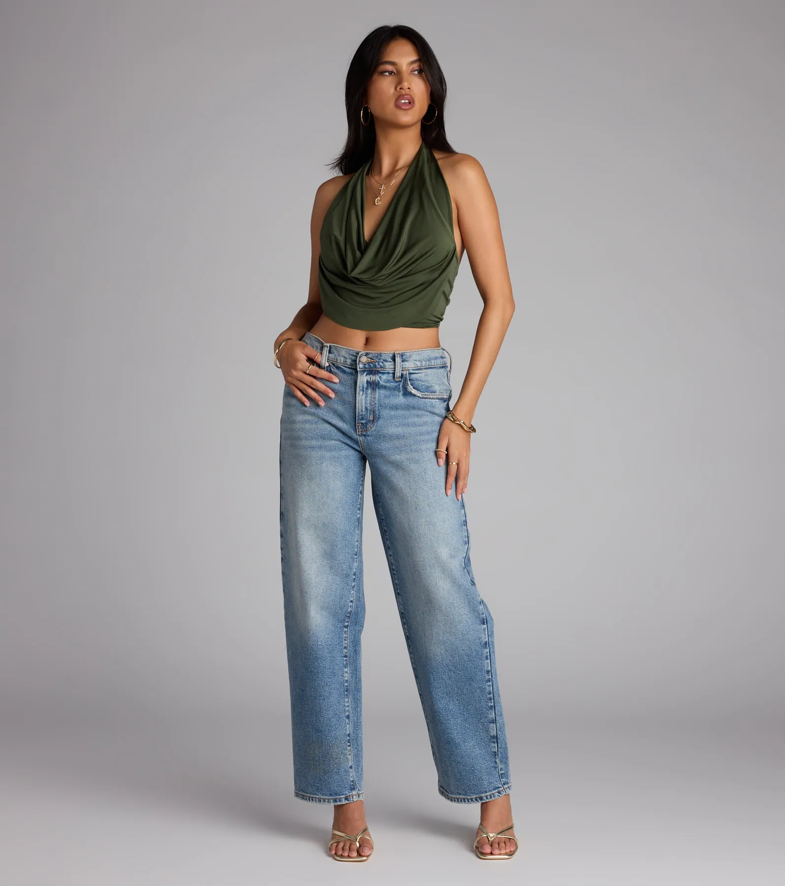 Take The Plunge Sleeveless Halter Crop Top - luluinthesky