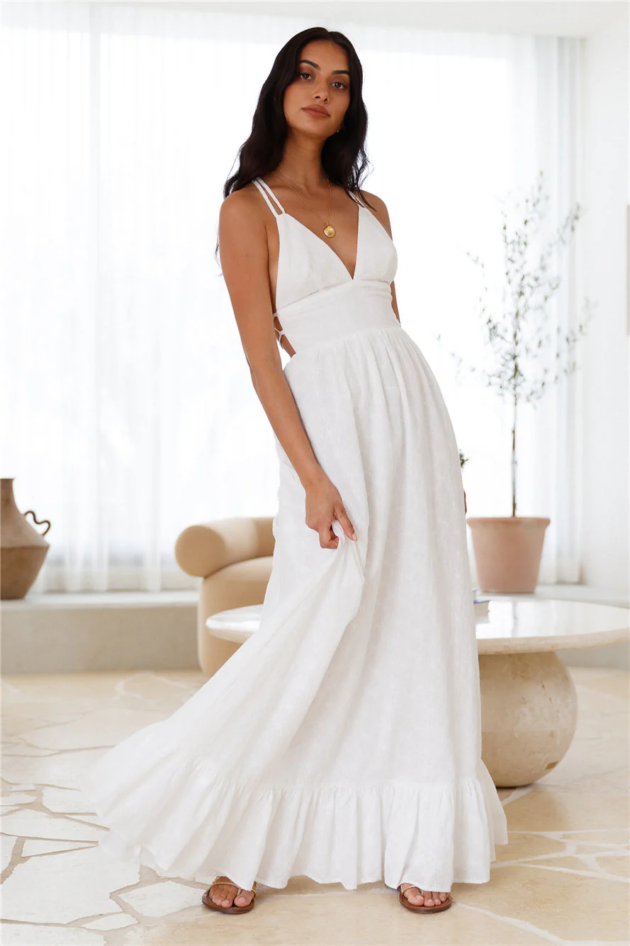 Crystal Clarity Maxi Dress White - luluinthesky