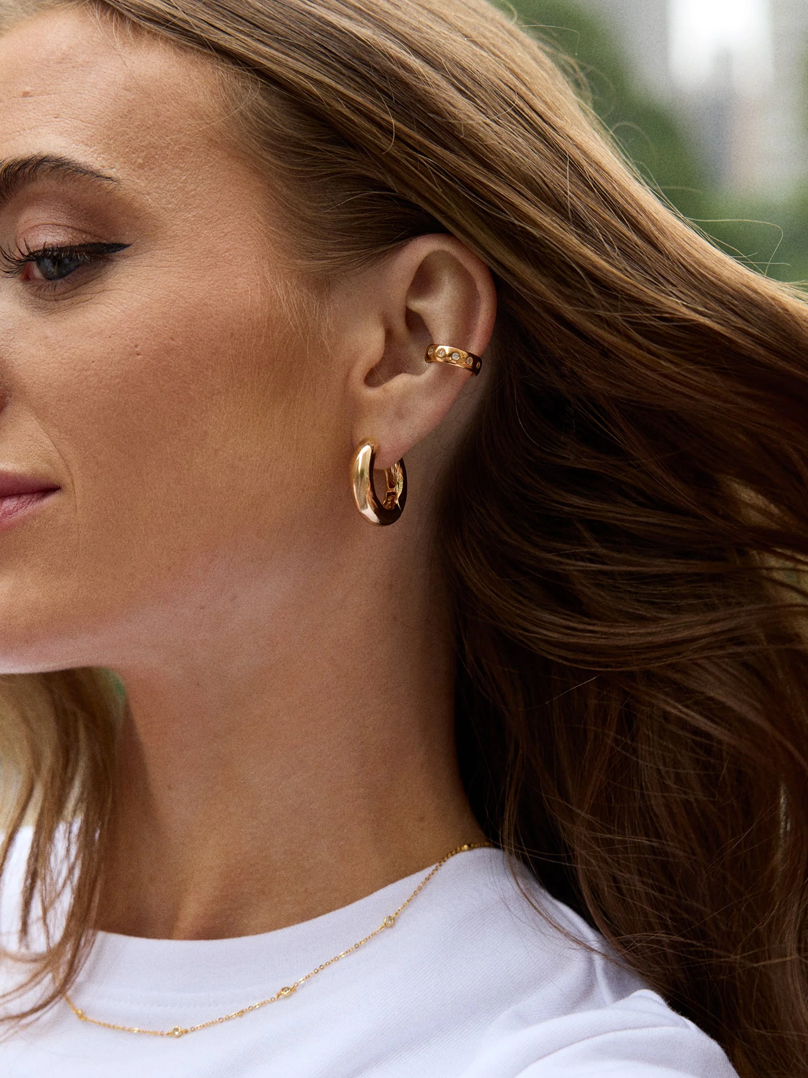 Vanessa 18K Gold Ear Cuff - Gold/Pavé
