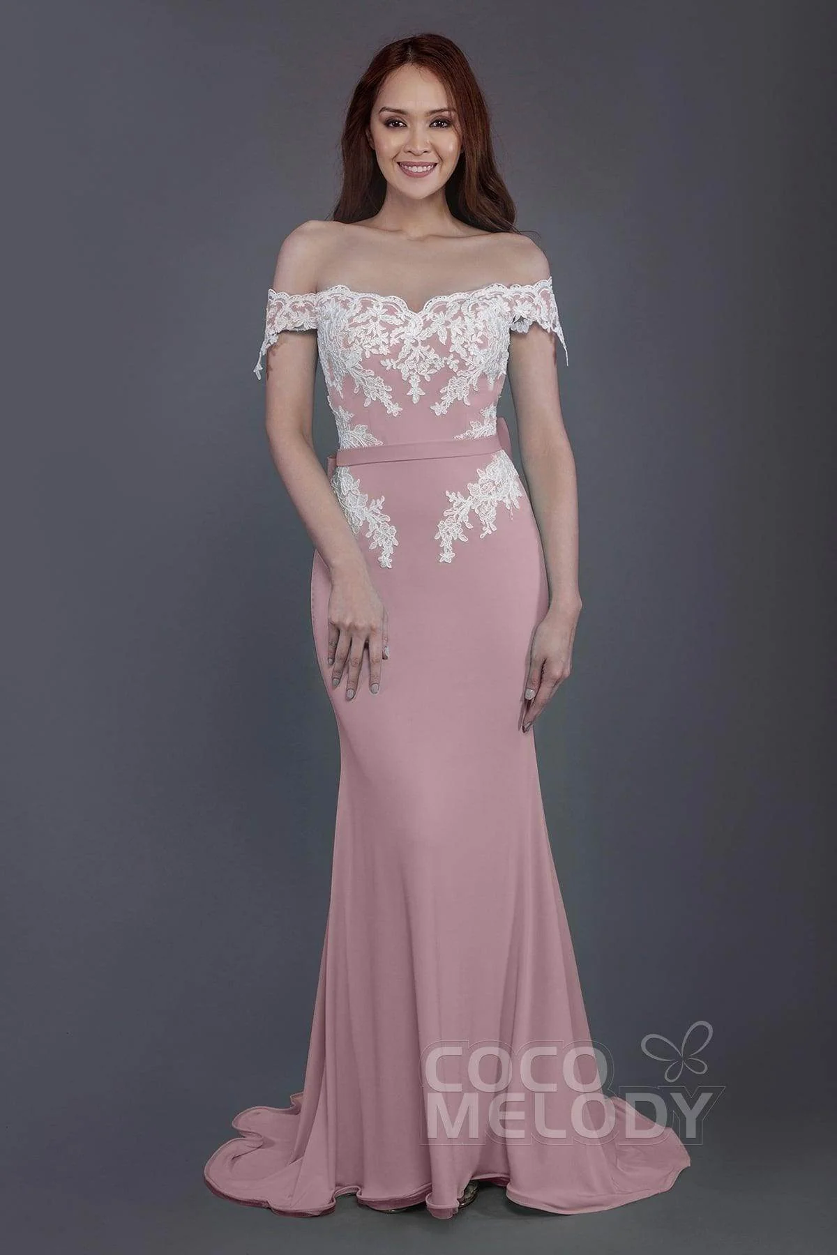 Mermaid Sweep Train Knitted Fabric Bridesmaid Dress PR3497