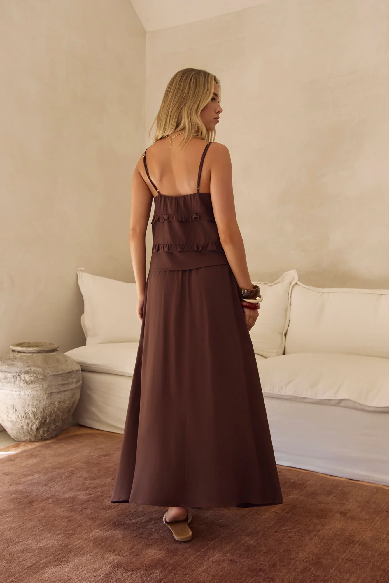 Glass Hearts Maxi Skirt Brown