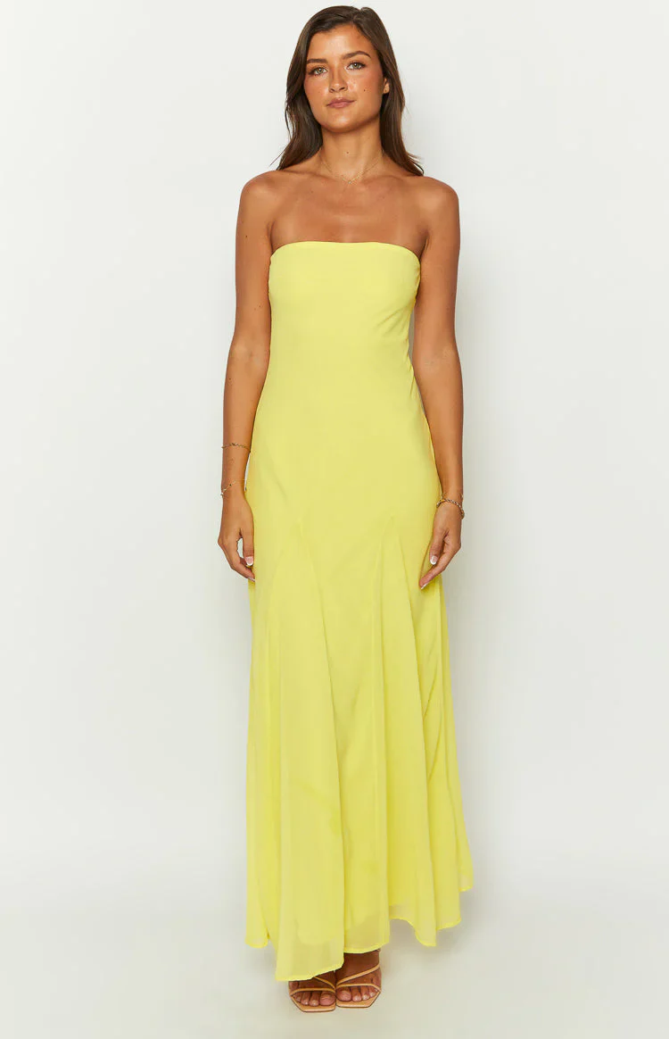 Myka Yellow Strapless Maxi Dress