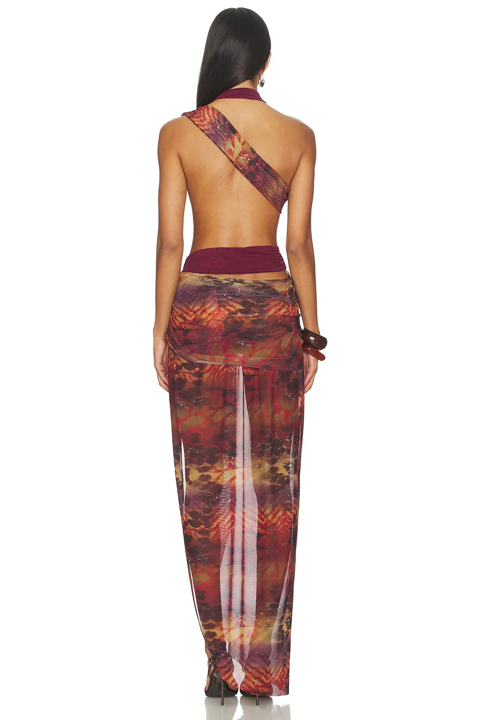 Asymmetric Draped Maxi Dress