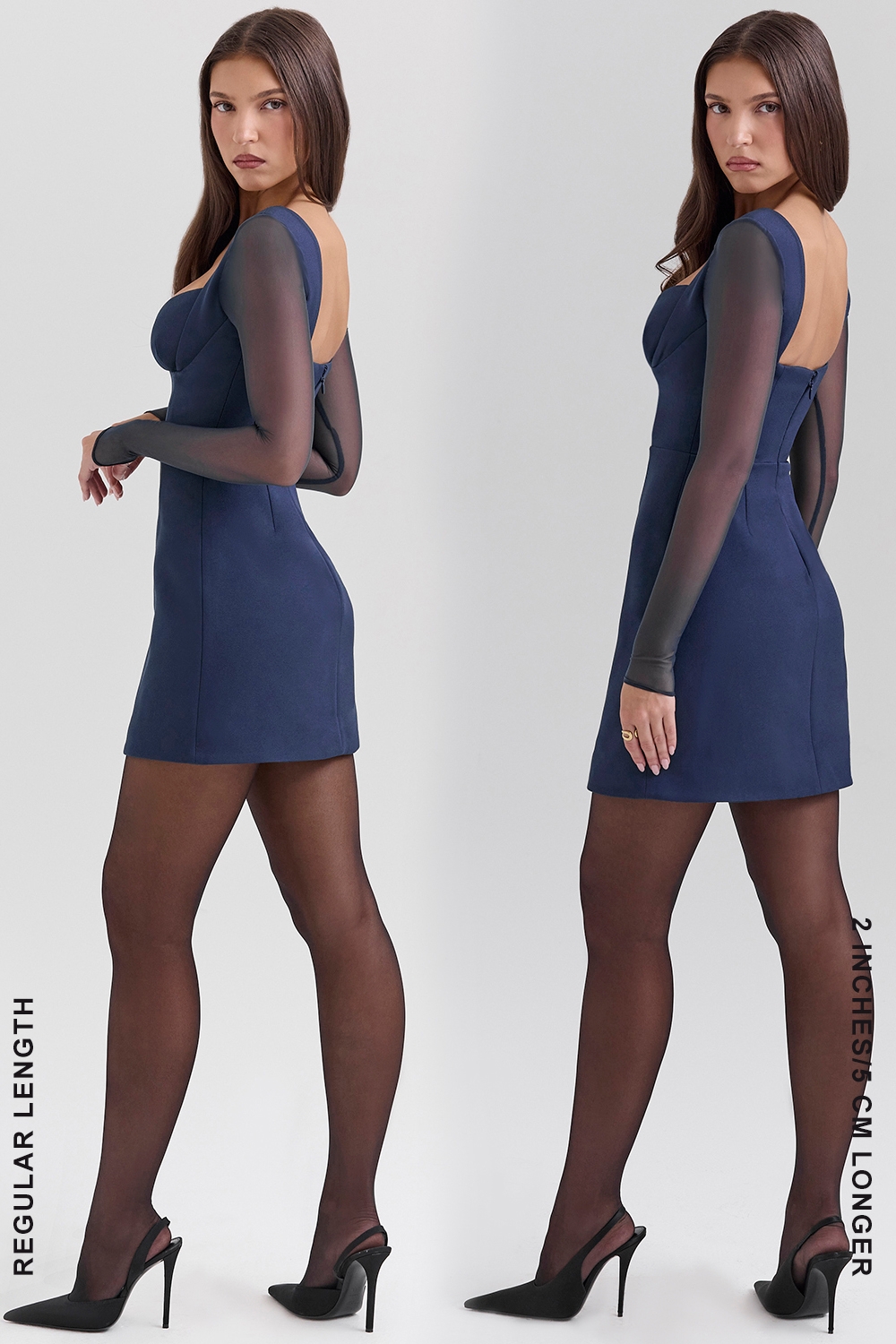 Midnight Stretch Crepe Plunge Mini Dress