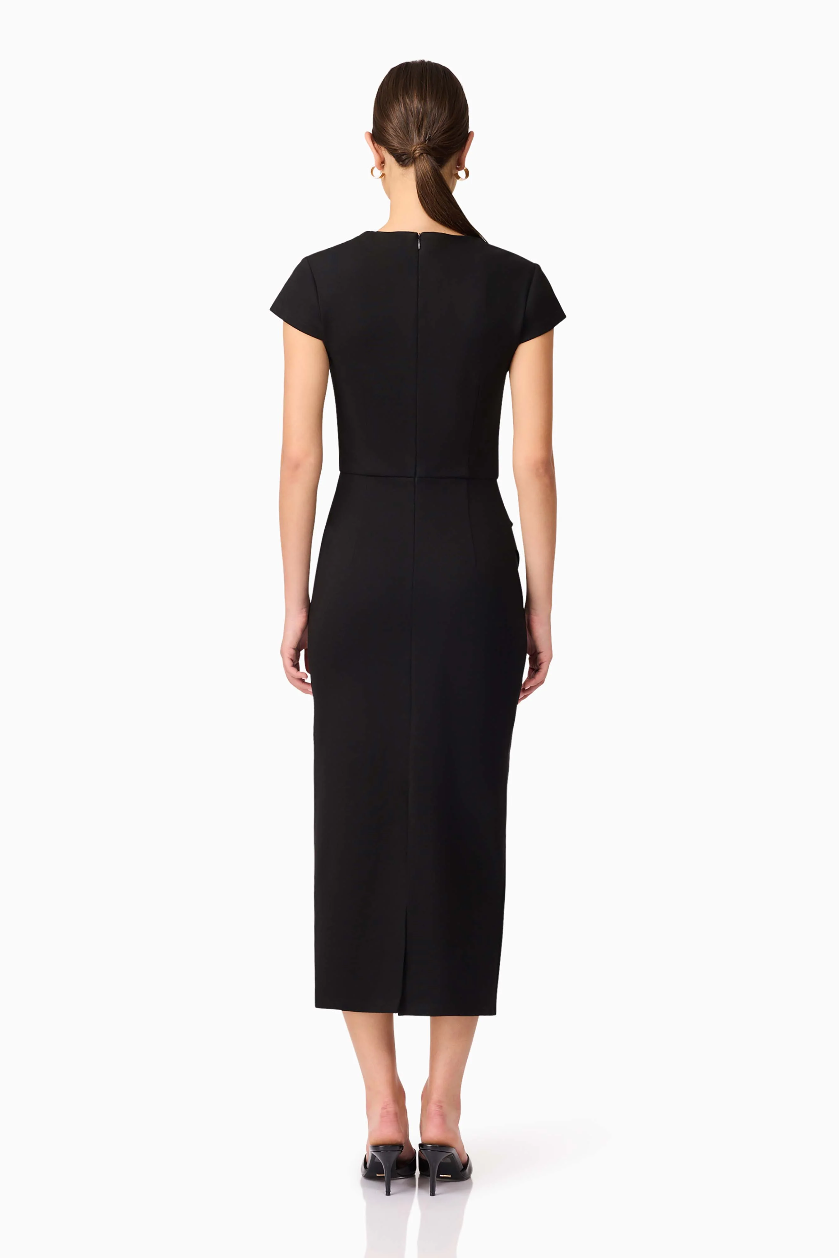 Alina Fitted Midi Dress in Black
